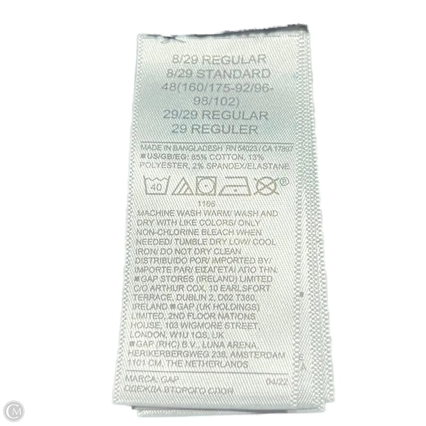 Jeans Straight By Gap In Black Denim, Size: 8