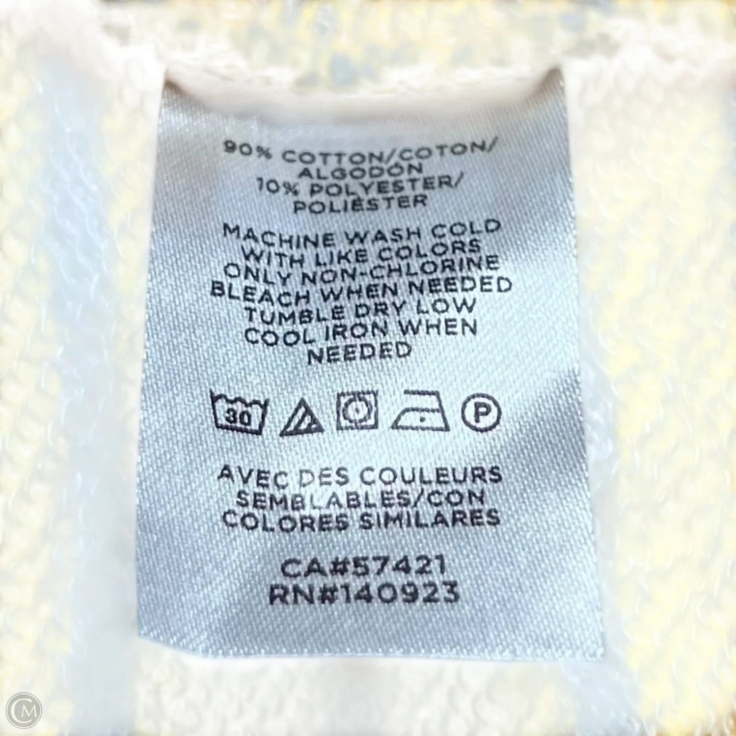 Sweatshirt Hoodie By Loft In White & Yellow, Size: M