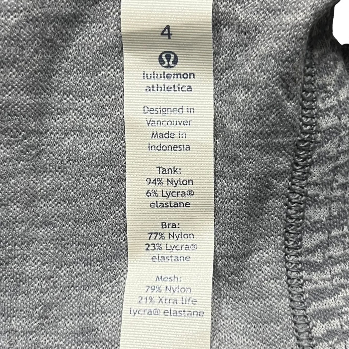 Athletic Tank Top By Lululemon In Grey, Size: S