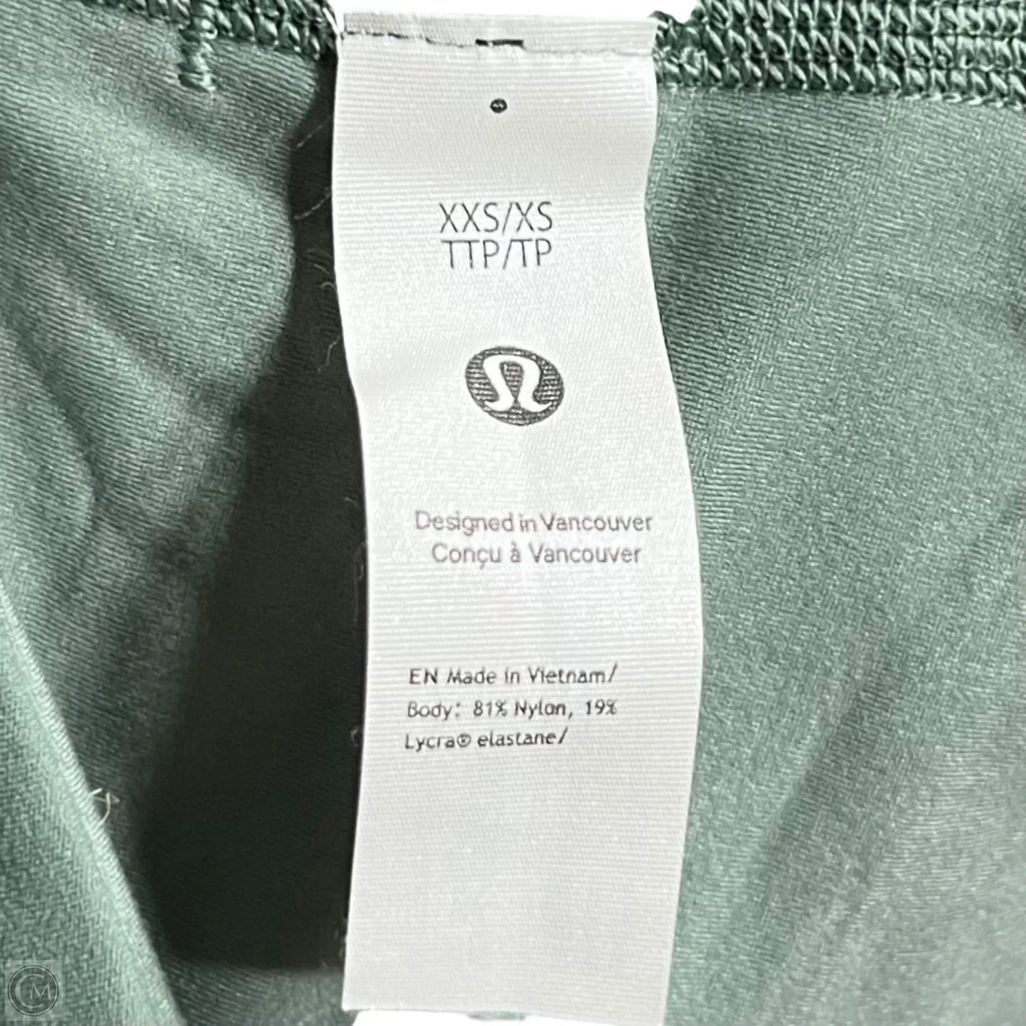 Athletic Bra By Lululemon In Green, Size: Xxs