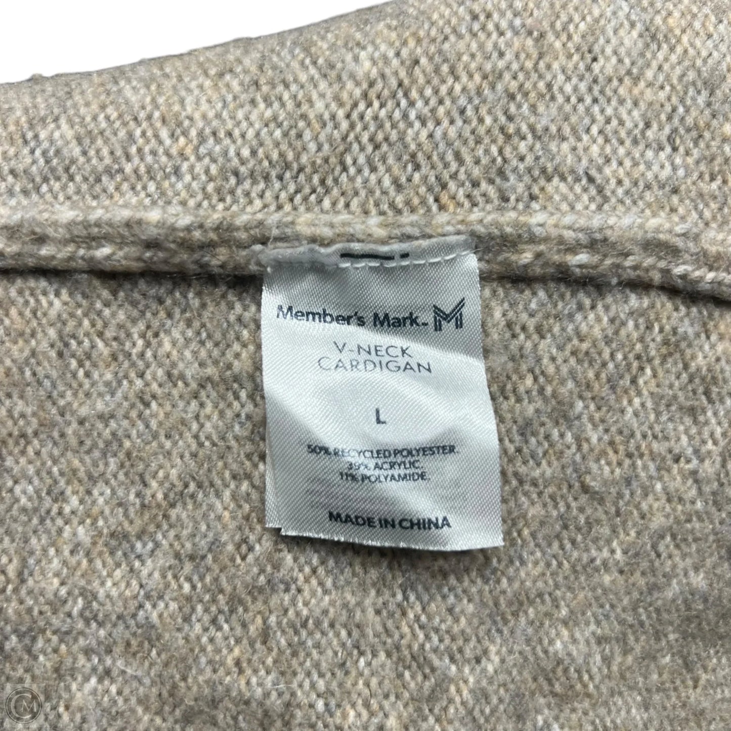 Sweater Cardigan By Members Mark In Tan, Size: L