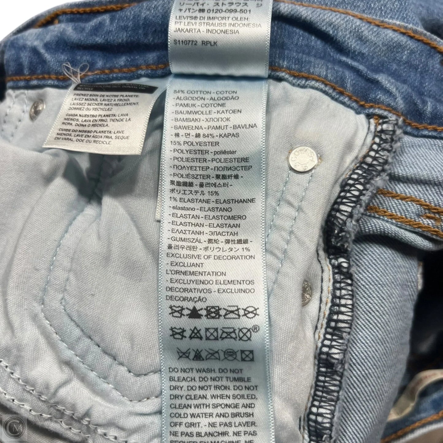 Jeans Straight By Levis In Blue Denim, Size: 4