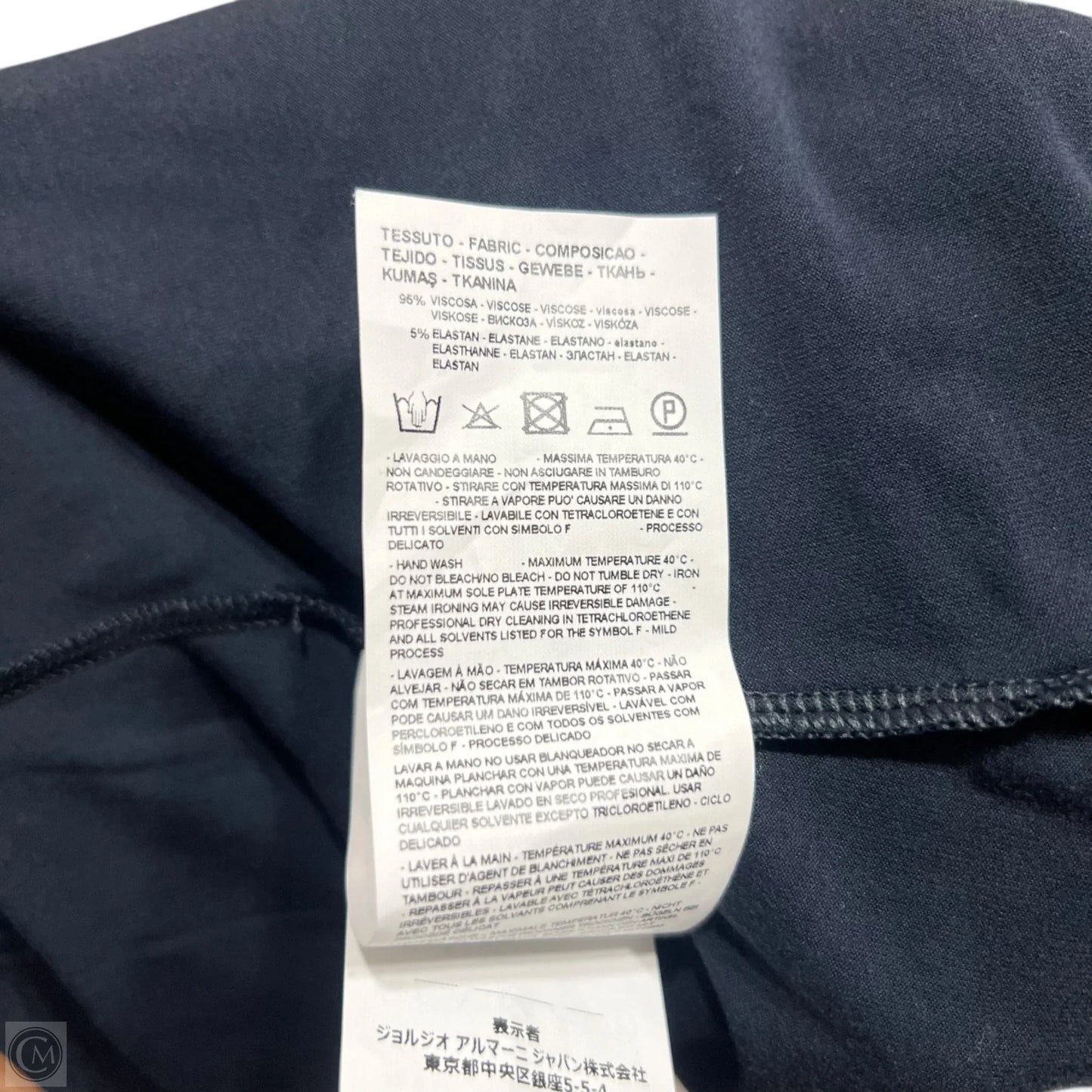 Top 3/4 Sleeve By Emporio Armani In Navy, Size: L