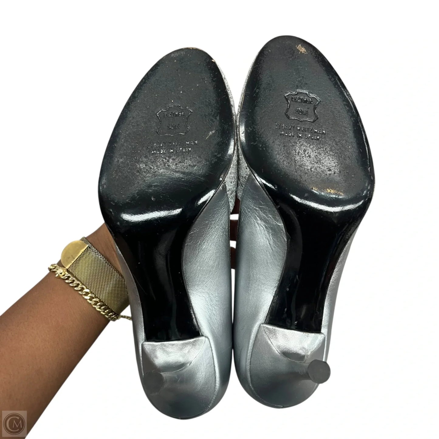 Sandals Designer By Stuart Weitzman In Silver, Size: 7.5