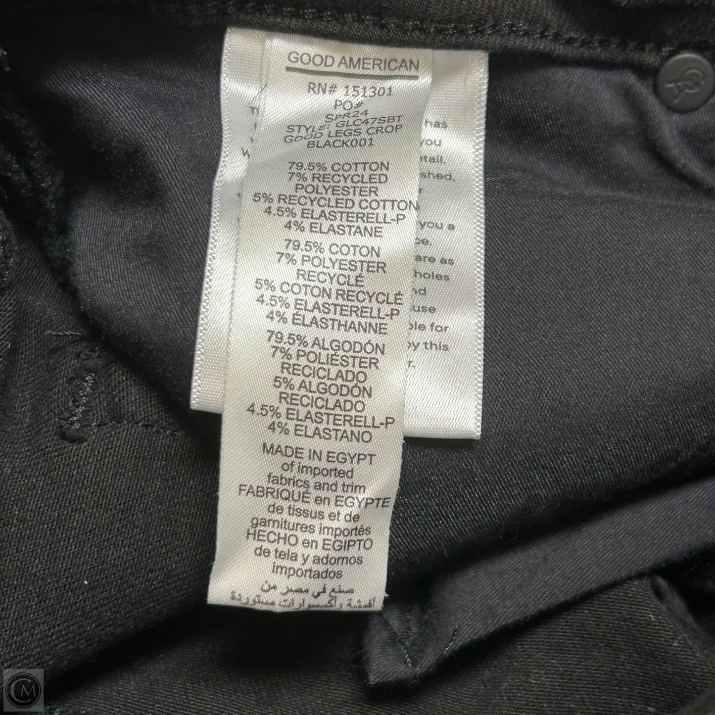 Jeans Skinny By Good American In Black Denim, Size: 10