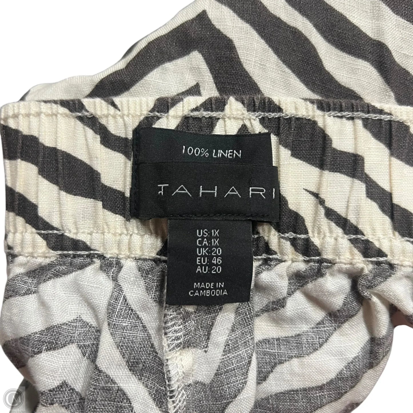 Pants Linen By Tahari In Brown & Cream, Size: 18