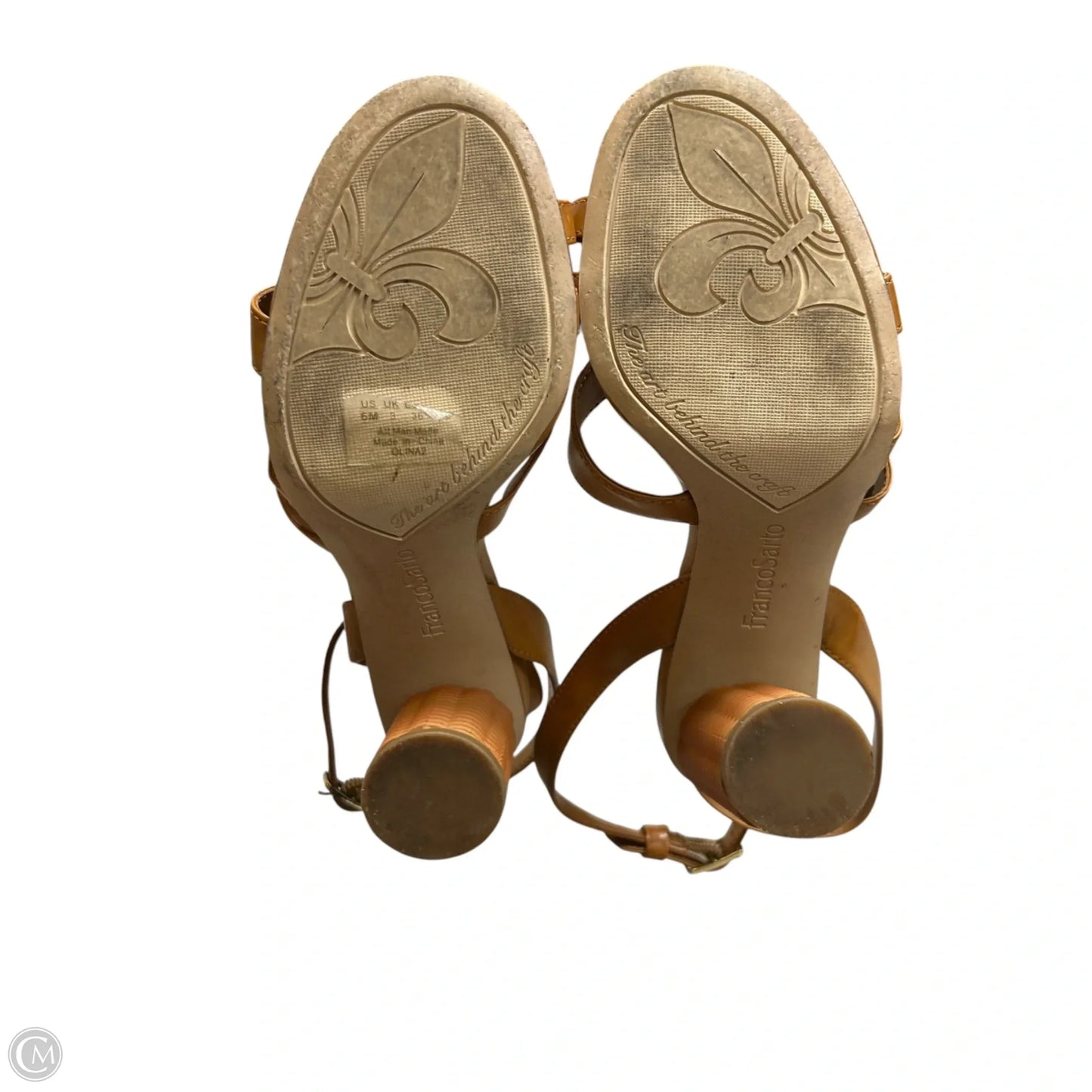 Sandals Heels Block By Franco Sarto In Tan, Size: 6