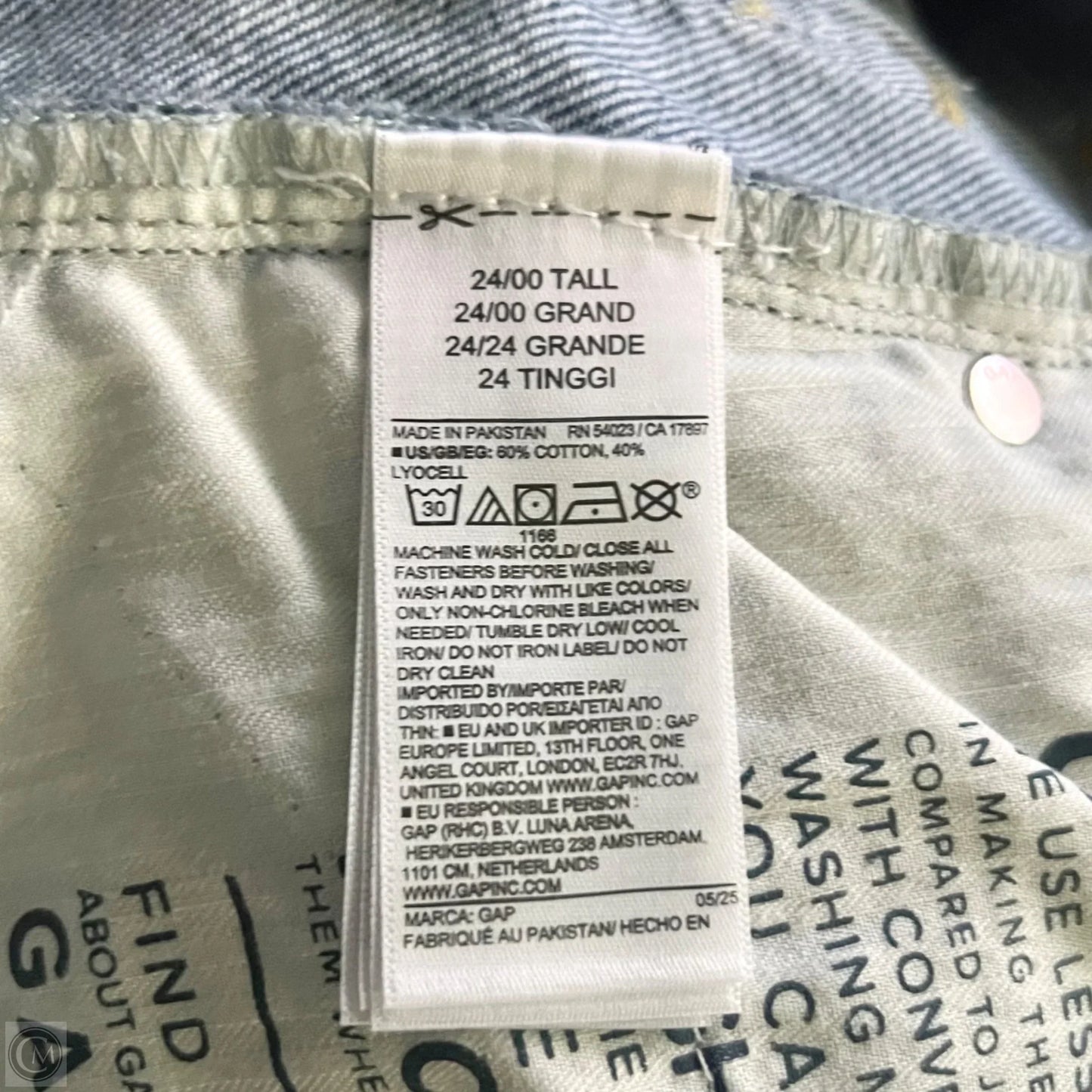 Jeans Wide Leg By Gap In Blue Denim, Size: 0