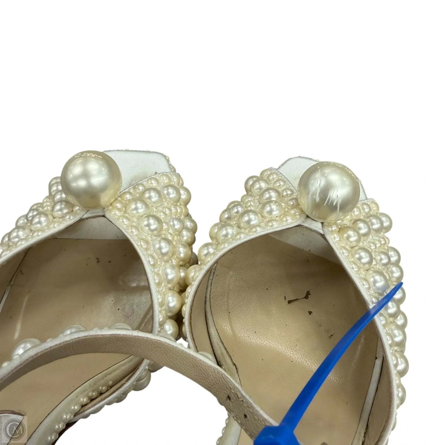 Sandals Luxury Designer By Jimmy Choo In Cream, Size: 8.5