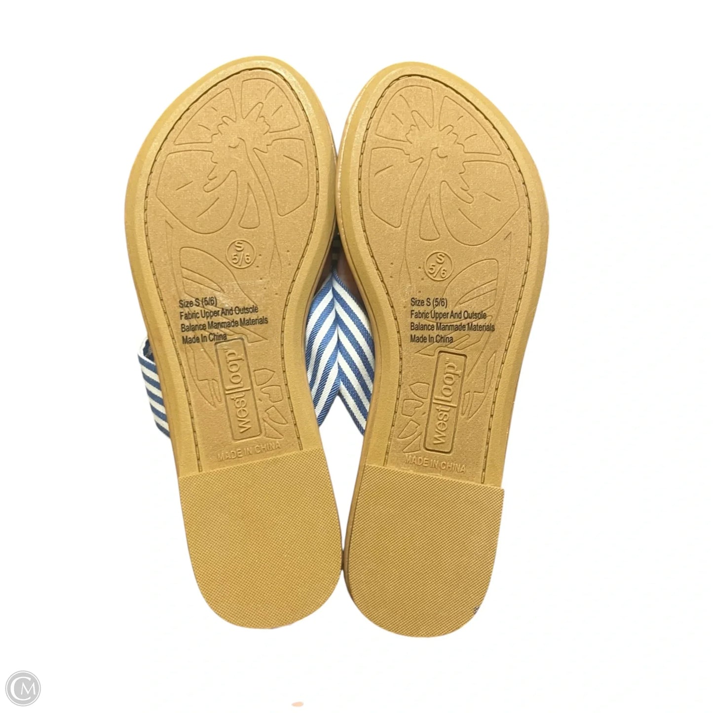 Sandals Flats By West Loop In Blue & White, Size: 5/6