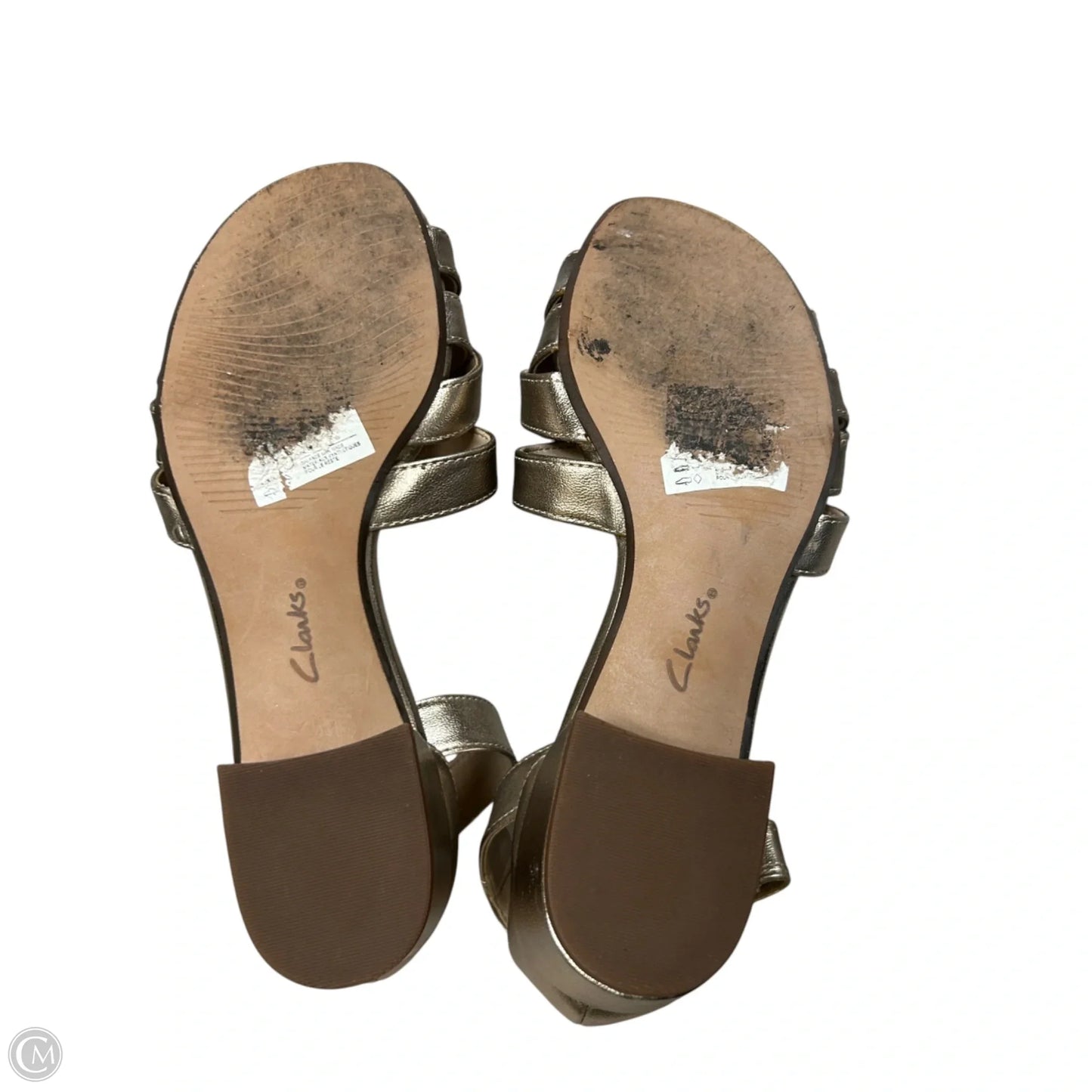 Sandals Heels Block By Clarks In Gold, Size: 7