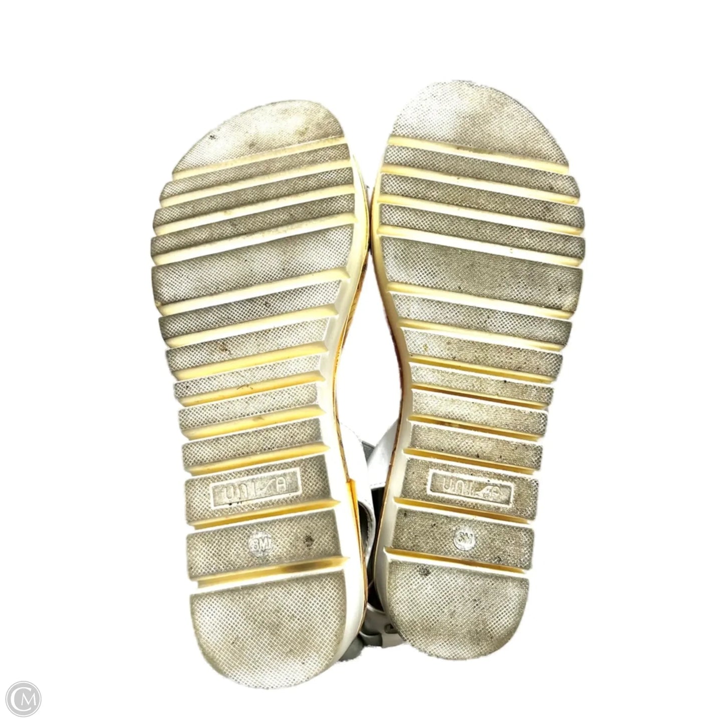 Sandals Heels Platform By Unisa In Silver & White, Size: 8