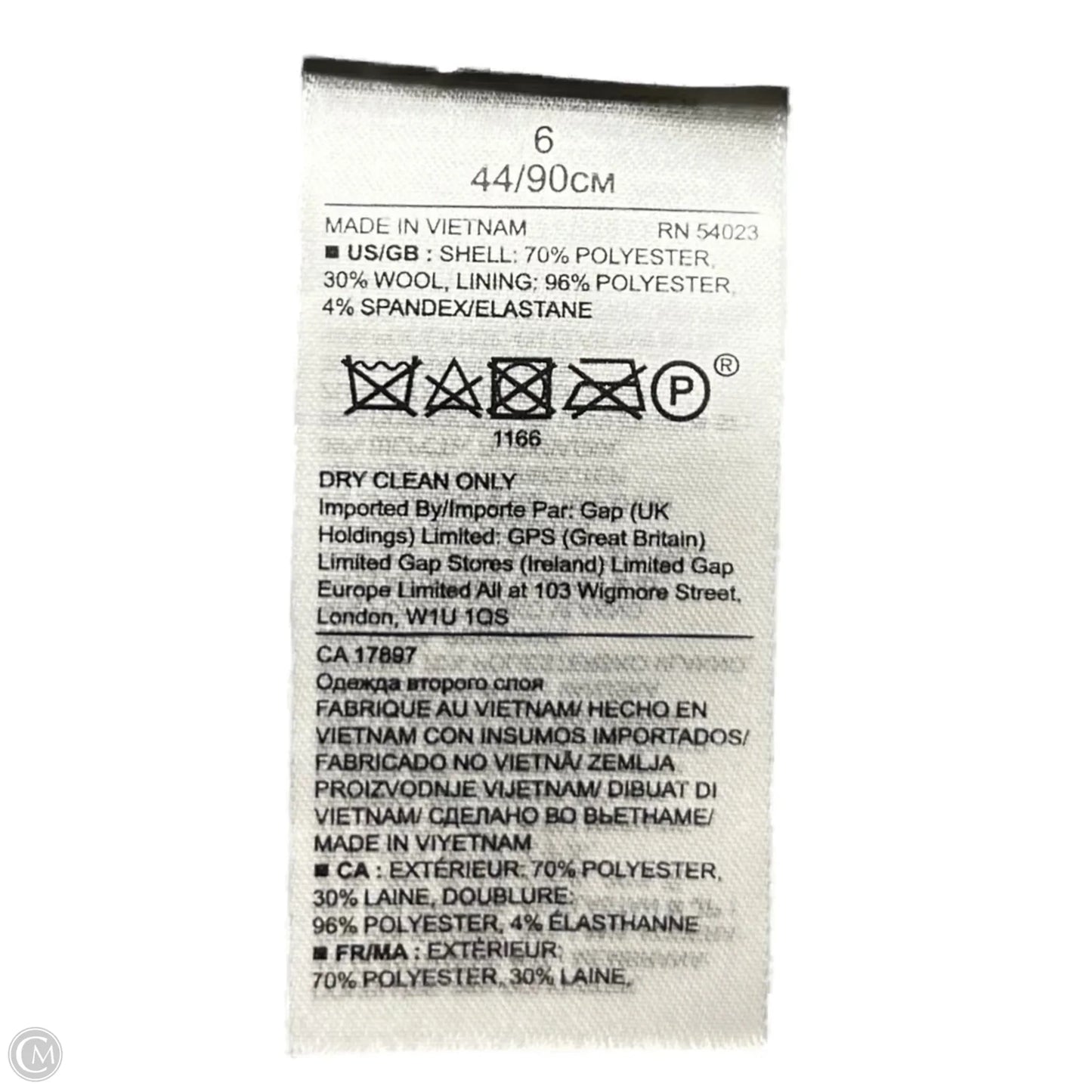 Blazer By Banana Republic In Black & Grey, Size: 6