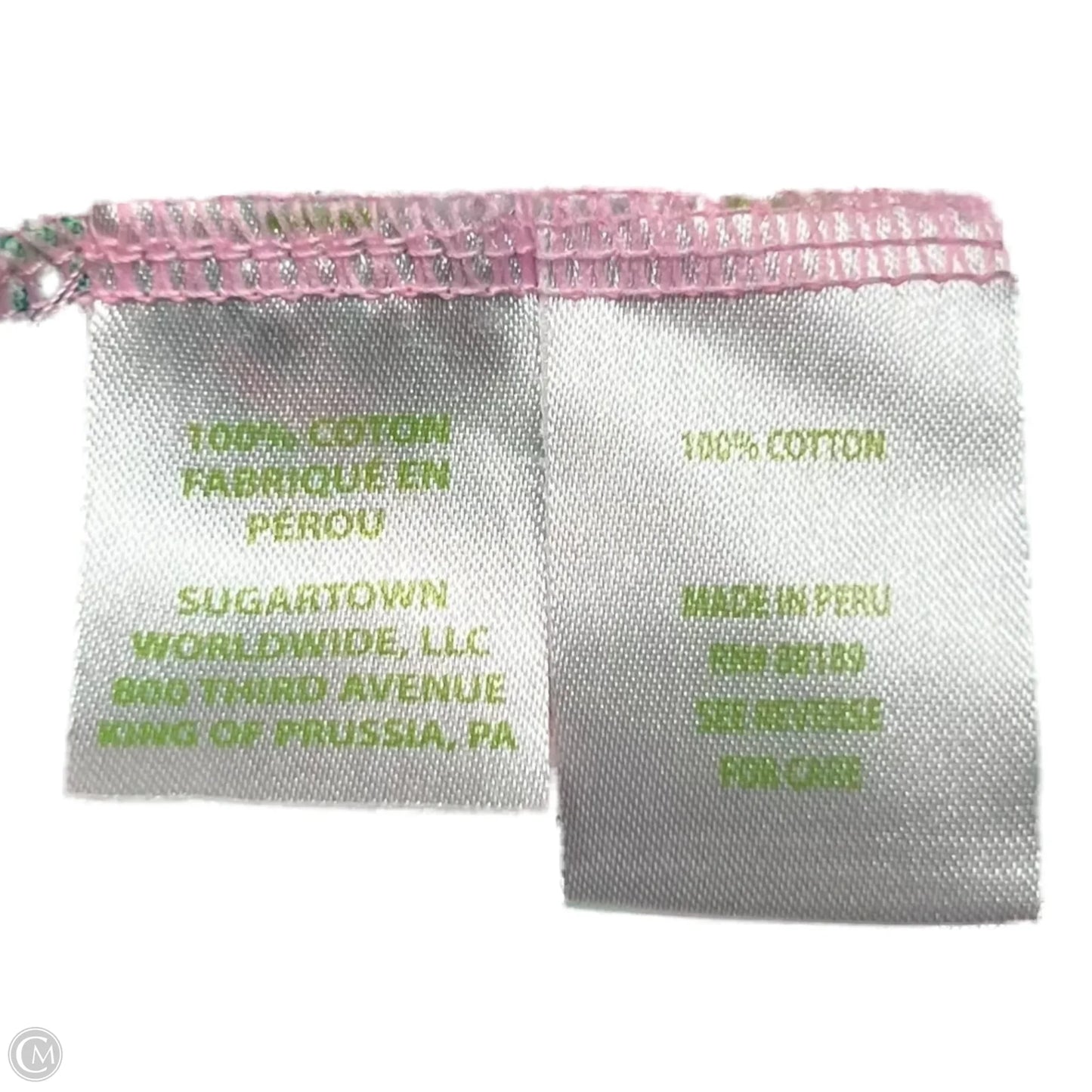 Top Short Sleeve Designer By Lilly Pulitzer In Green & Pink, Size: M