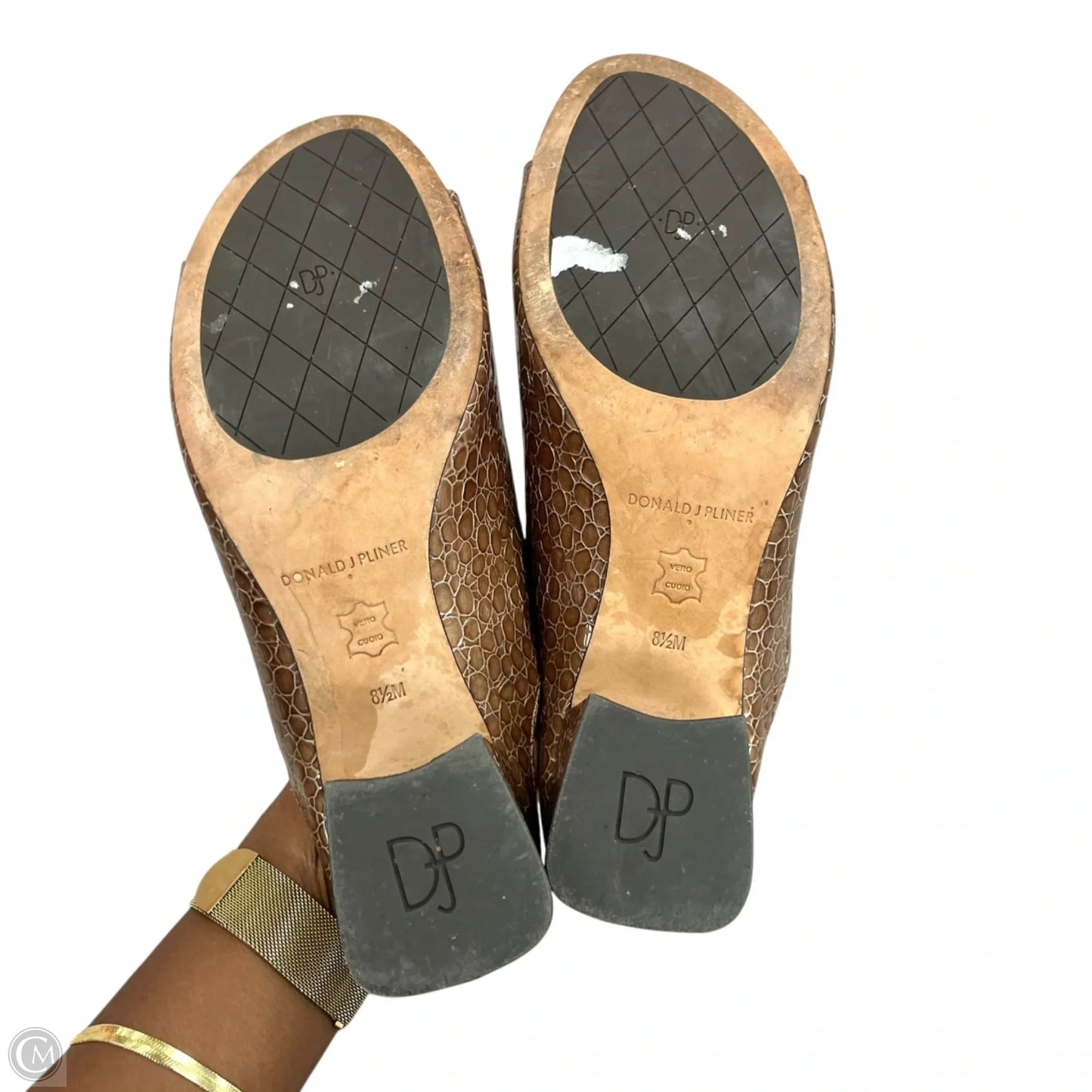 Sandals Heels Block By Donald Pliner In Snakeskin Print, Size: 8.5