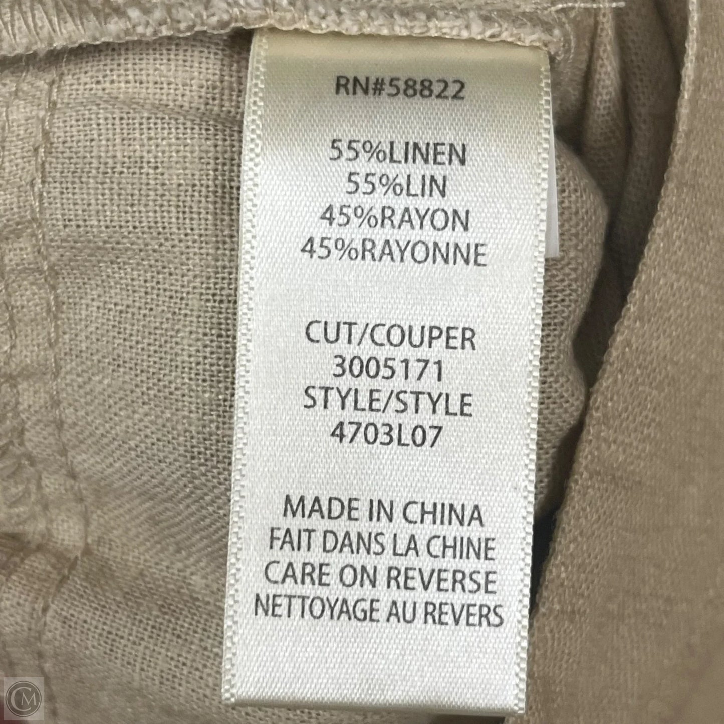 Pants Linen By Max Studio In Tan, Size: Xl