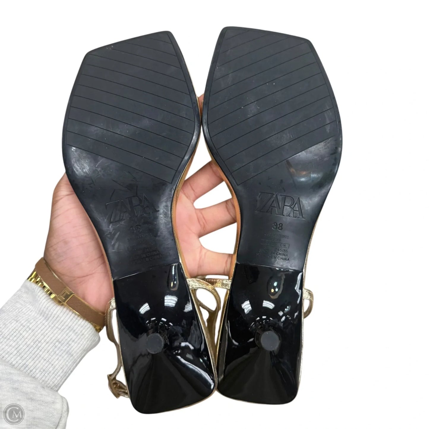 Sandals Heels Kitten By Zara In Gold, Size: 7.5