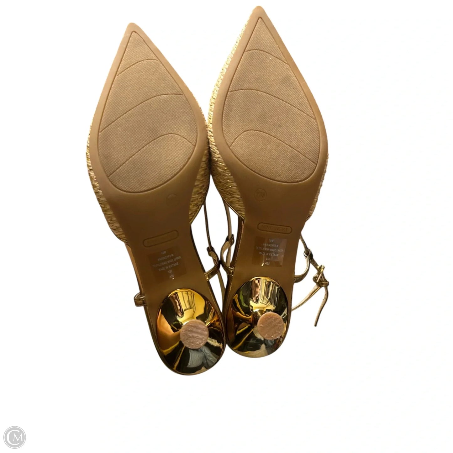 Shoes Heels Kitten By Nine West In Gold, Size: 10