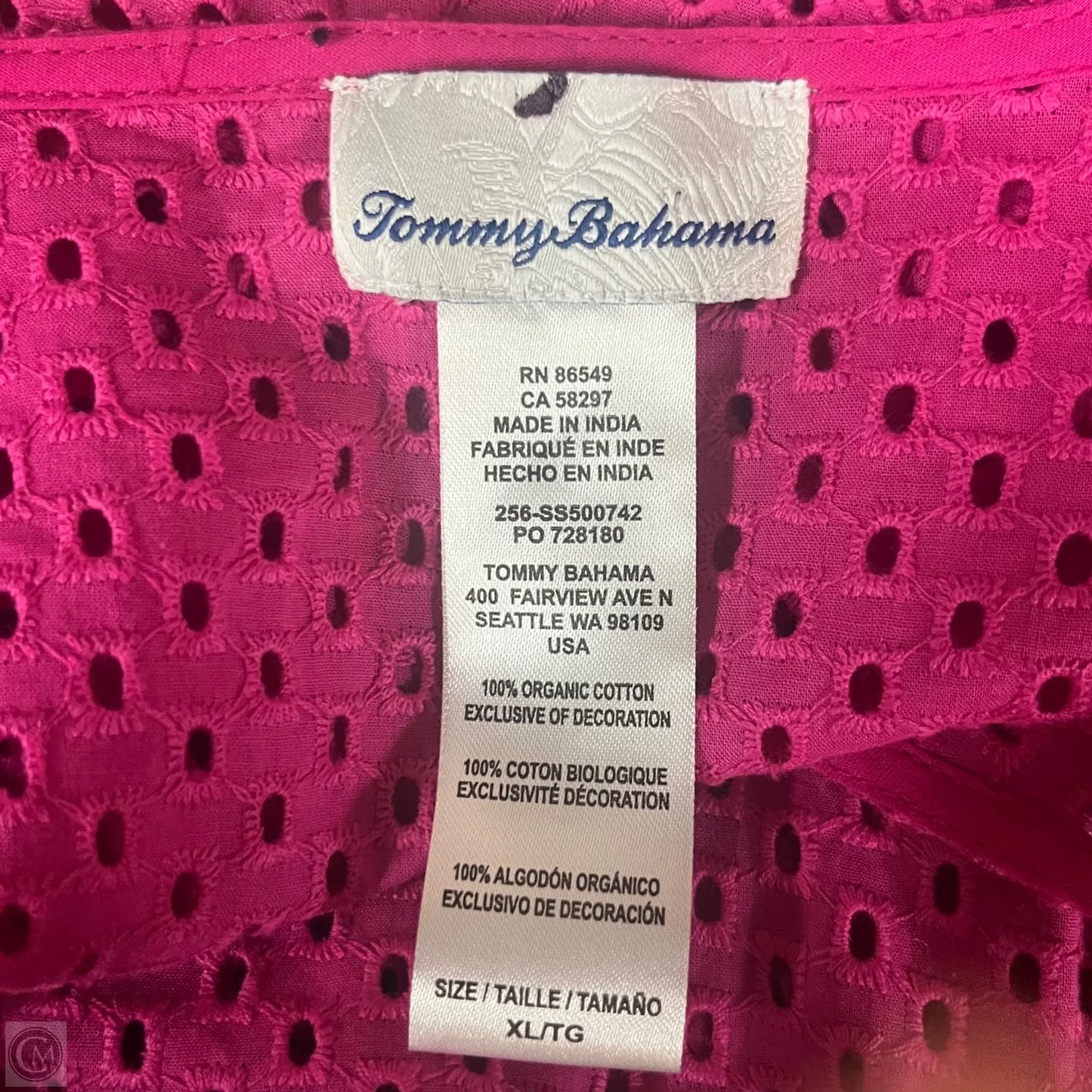 Swimwear Cover-up By Tommy Bahama In Pink, Size: Xl