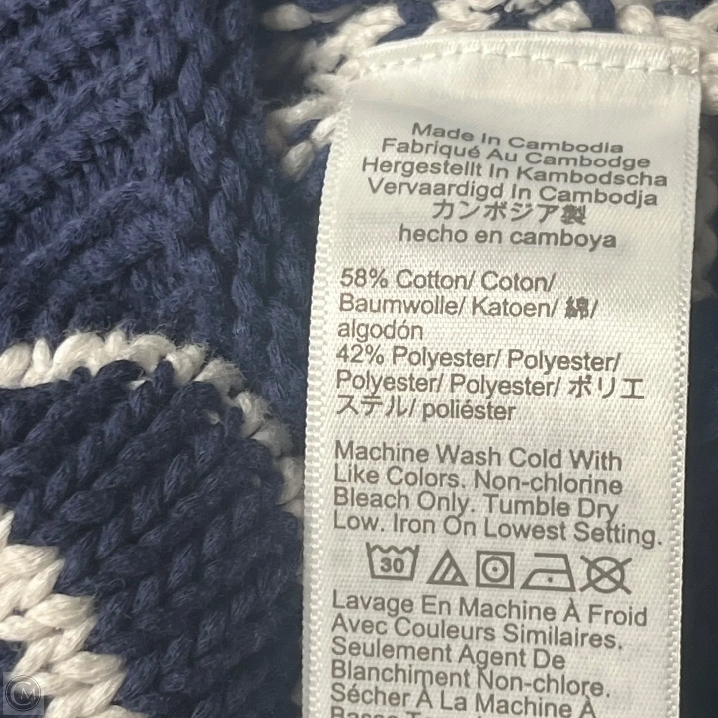 Sweater By J. Crew In Blue & White, Size: Xl