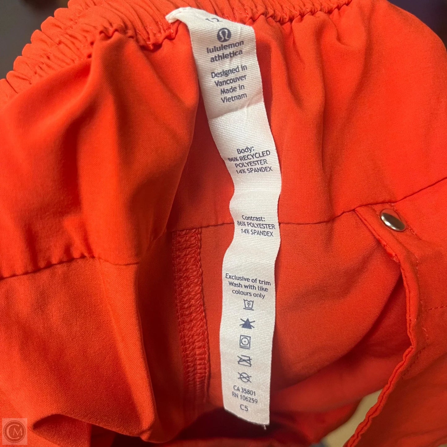 Athletic Shorts By Lululemon In Red, Size: 12
