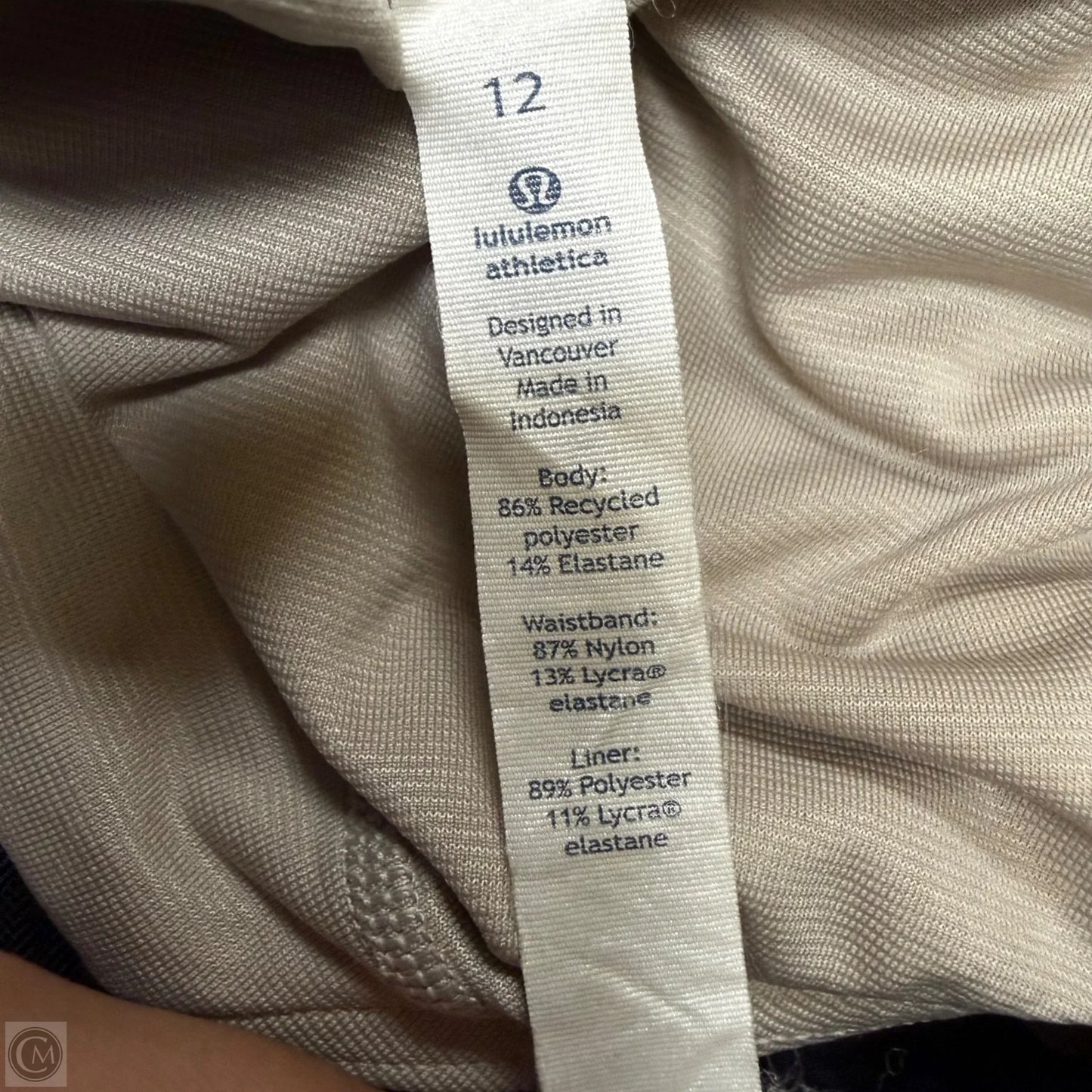 Athletic Shorts By Lululemon In Black & White, Size: 12