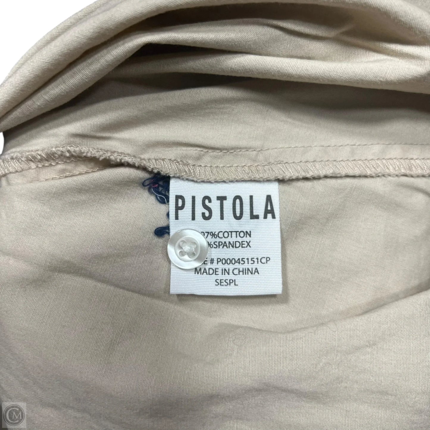 Top Long Sleeve Basic By Pistola In Tan & White, Size: Xs