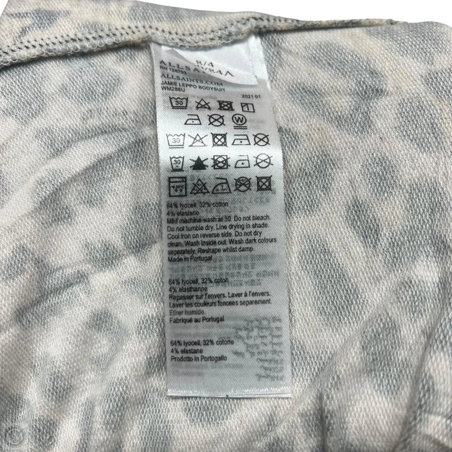 Bodysuit Designer By All Saints In Leopard Print, Size: S