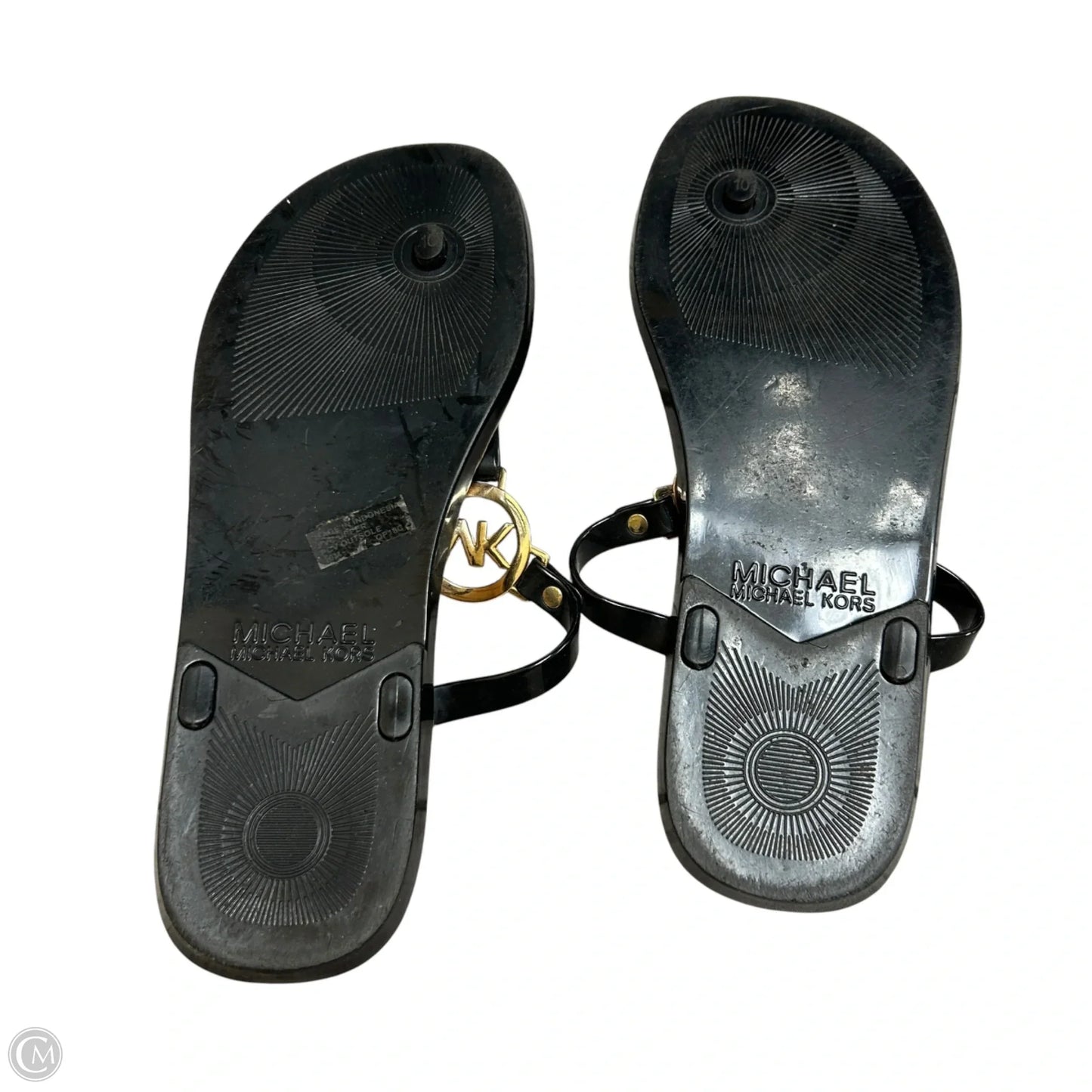 Sandals Flip Flops By Michael By Michael Kors In Black & Brown, Size: 10