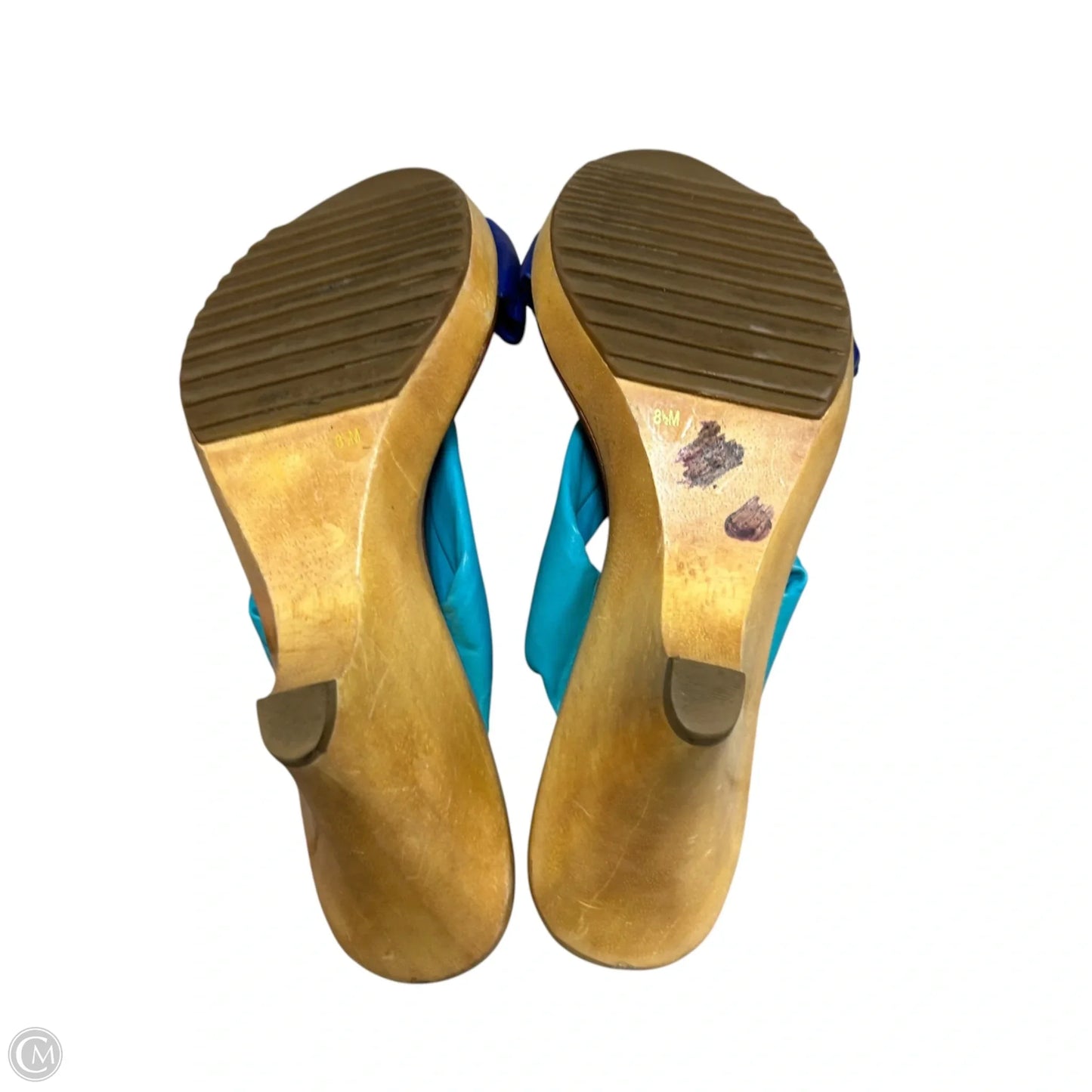 Sandals Designer By Kate Spade In Blue & Tan, Size: