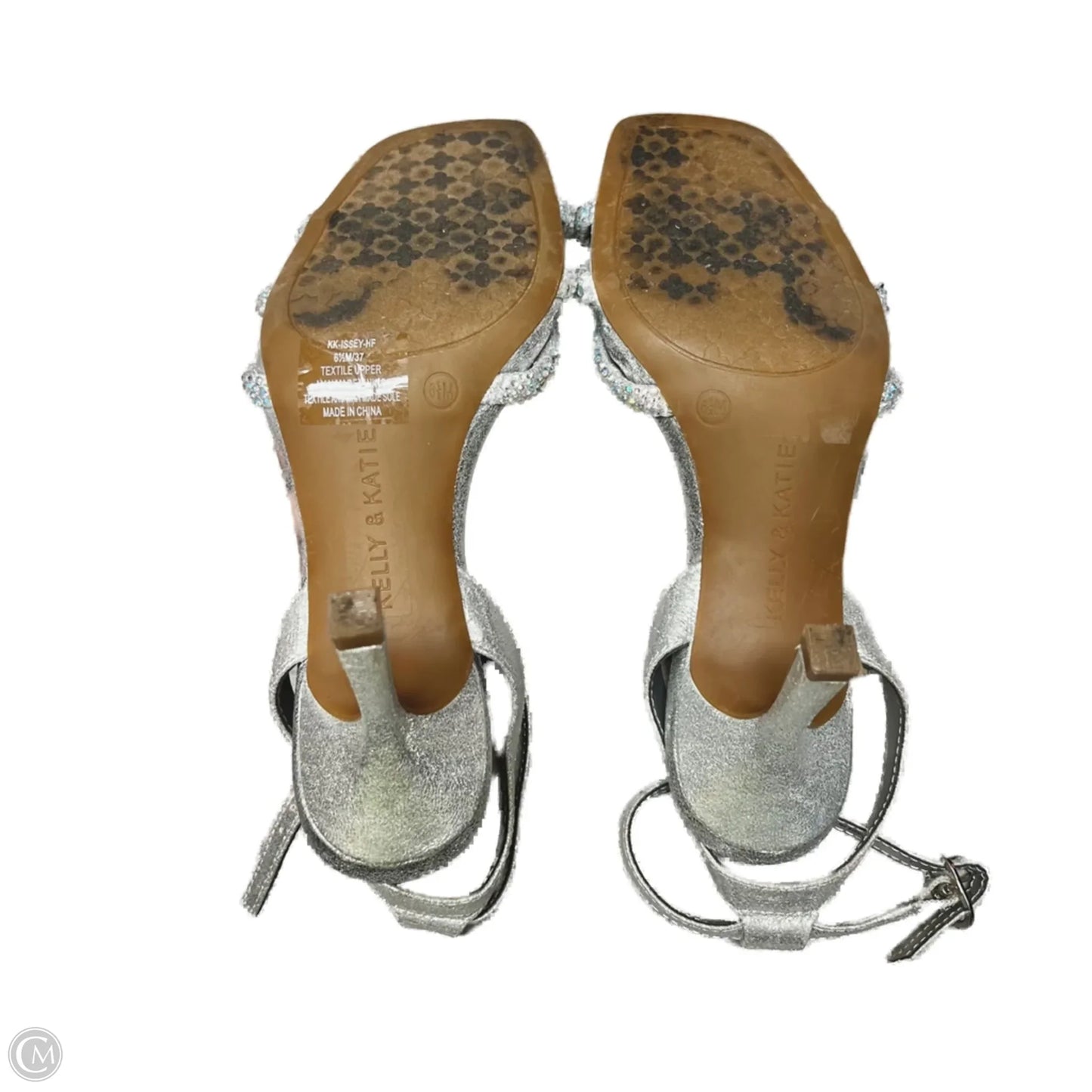 Sandals Heels Stiletto By Kelly And Katie In Silver, Size: 6.5