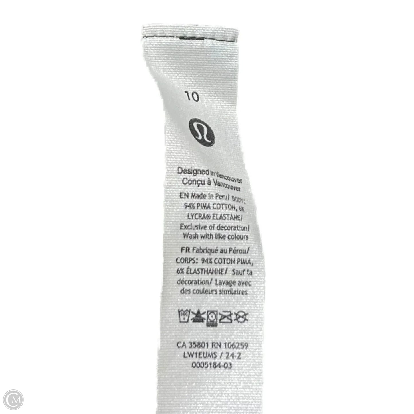 Athletic Tank Top By Lululemon In Green & White, Size: M