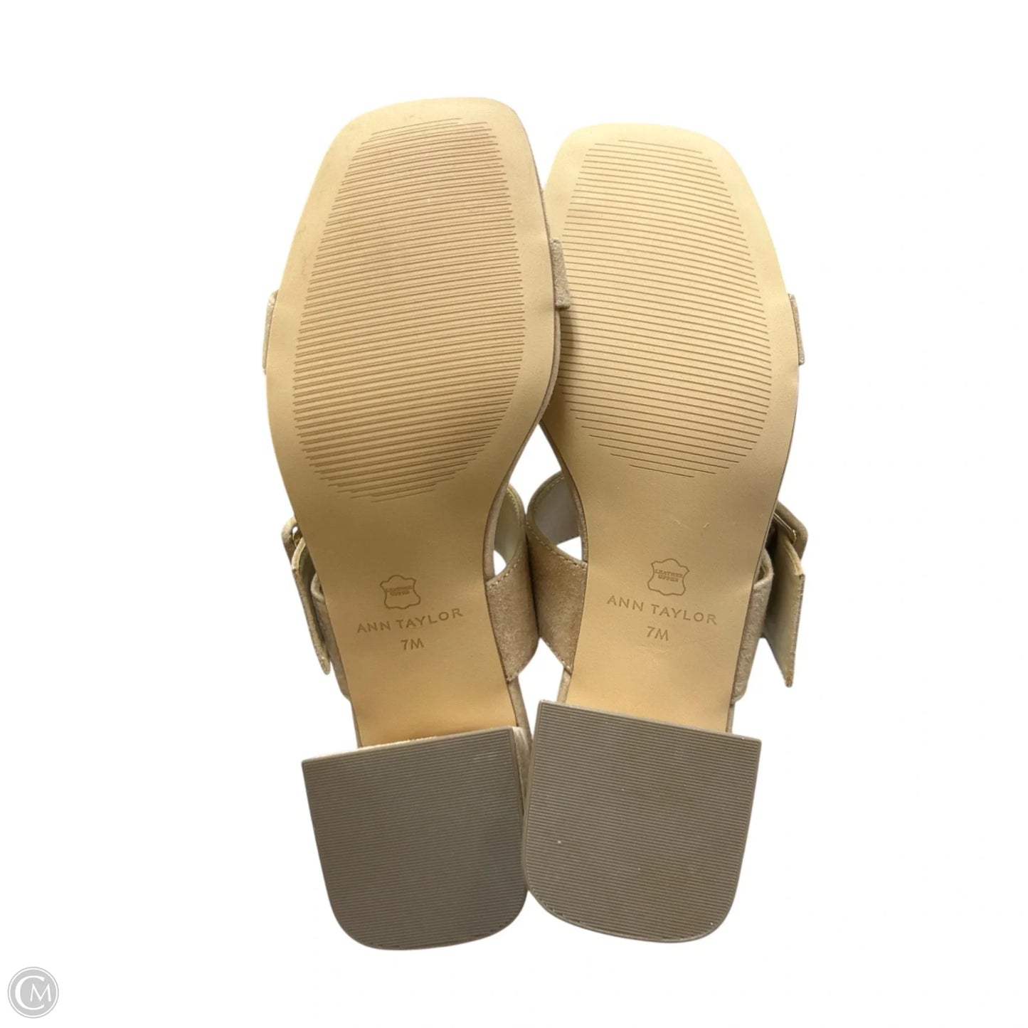 Sandals Heels Block By Ann Taylor In Tan, Size: 7