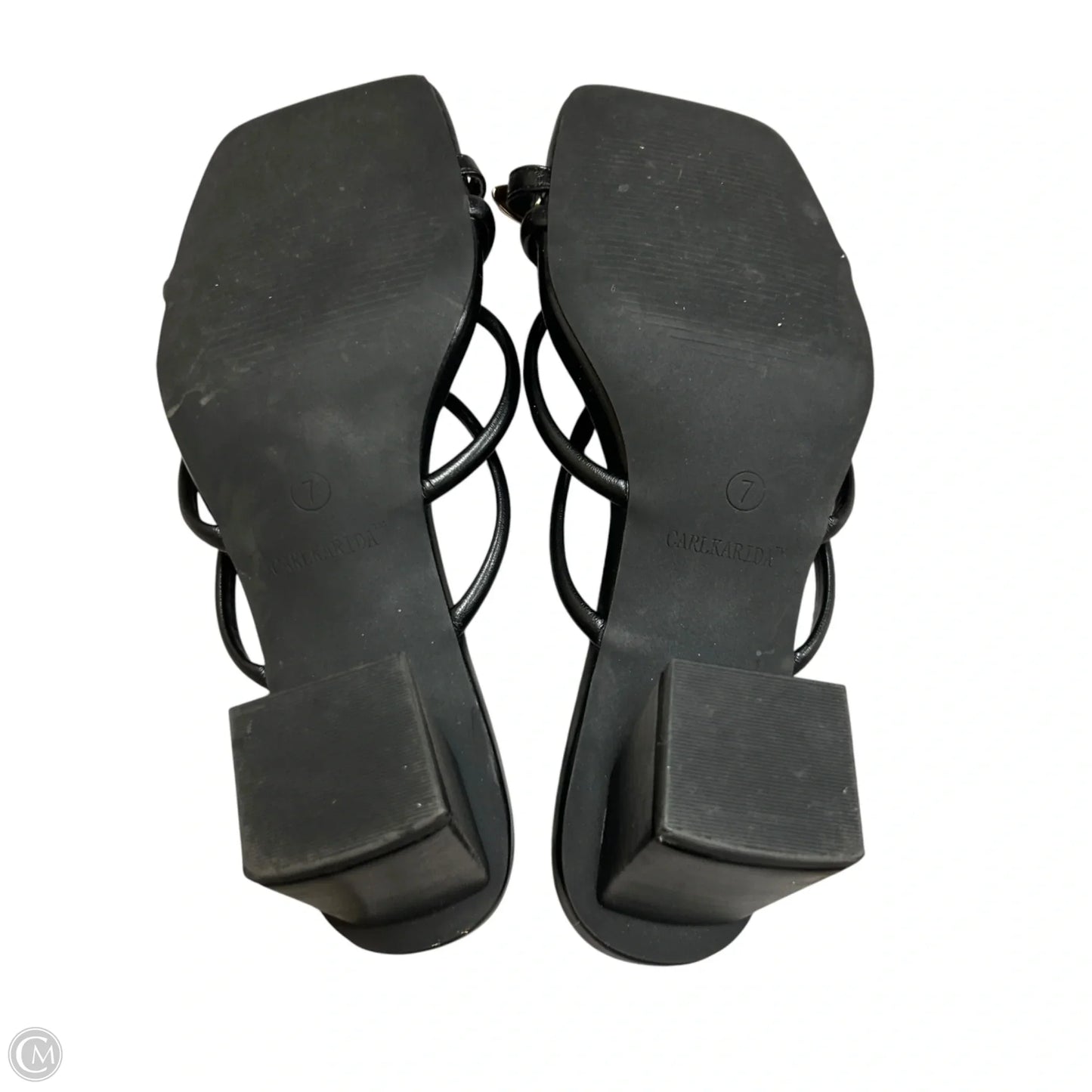 Sandals Heels Block By Carlkarida In Black & Gold, Size: 7