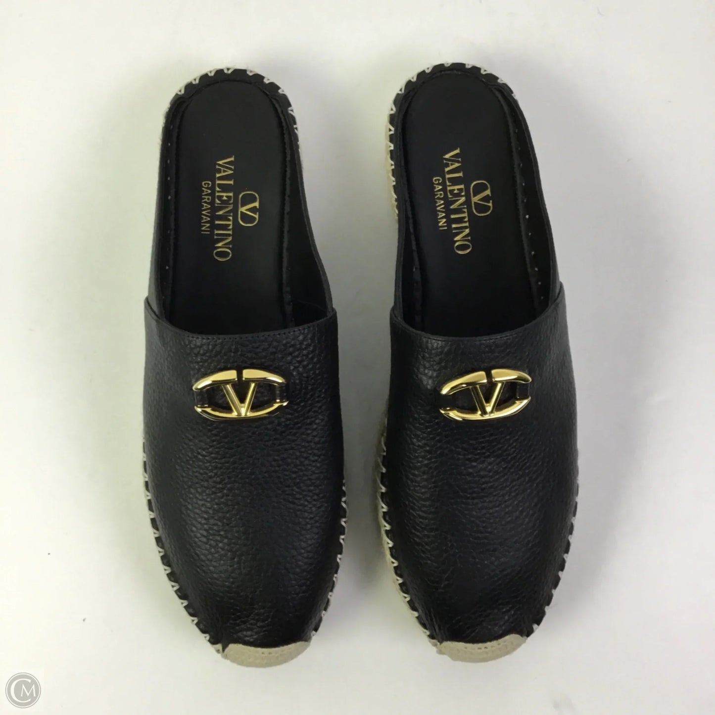Shoes Luxury Designer By Valentino-garavani In Black & Gold, Size: 9