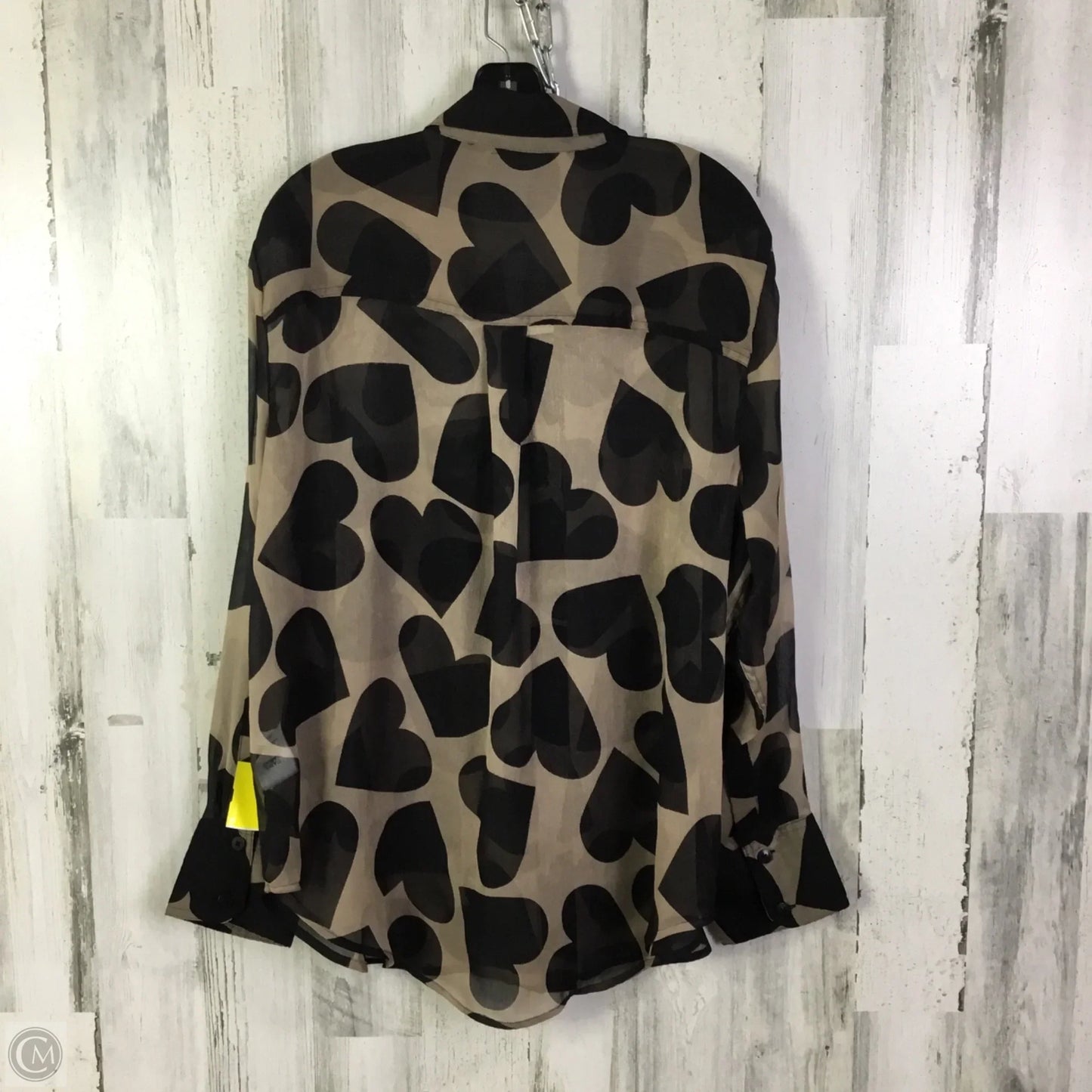 Blouse Long Sleeve By On 34th In Black & Tan, Size: Xxl