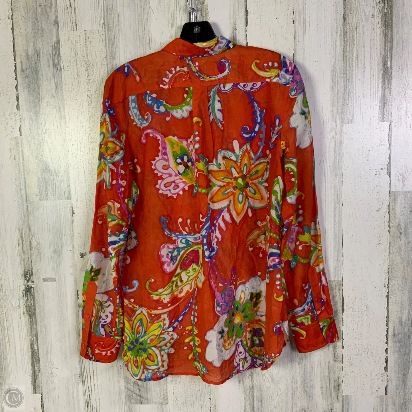 Top Long Sleeve By Lauren By Ralph Lauren In Orange, Size: M
