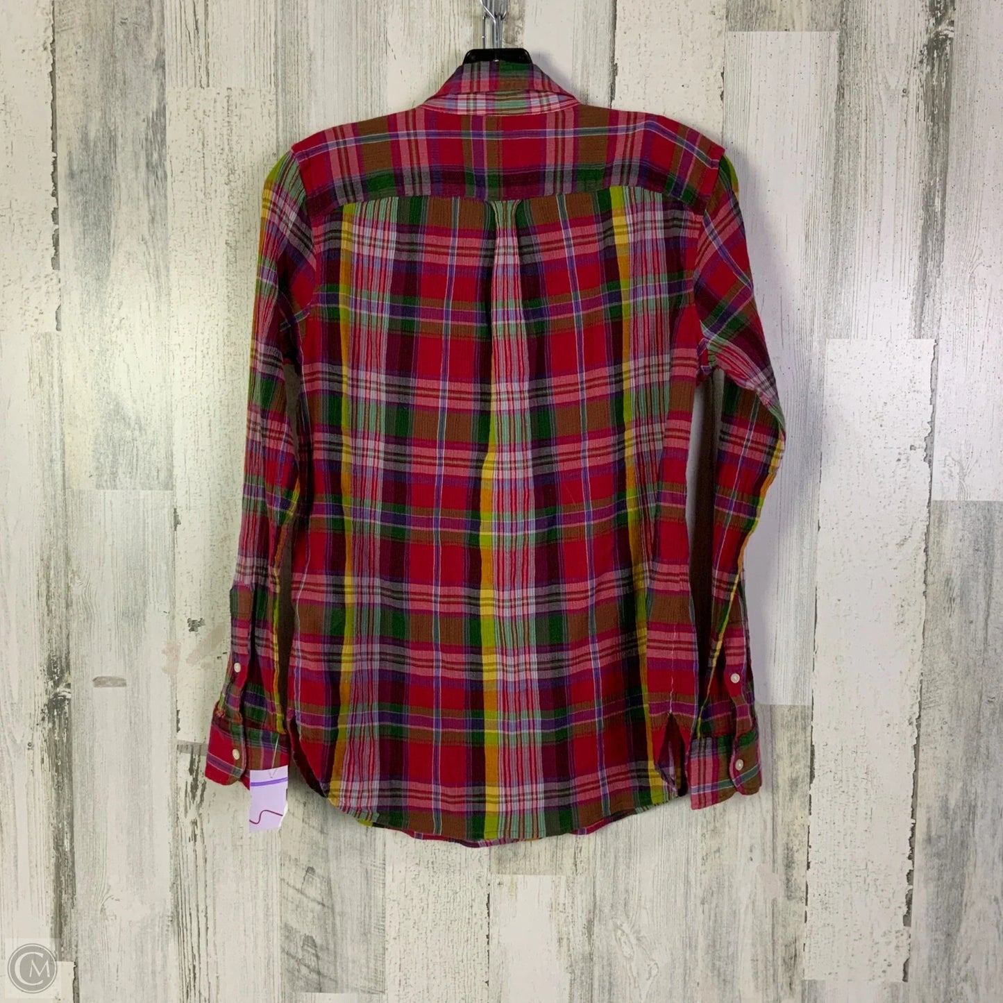 Top Long Sleeve By Lauren By Ralph Lauren In Green & Red, Size: M