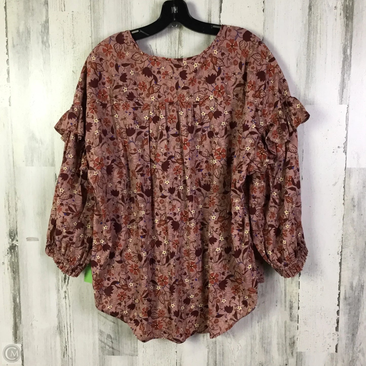 Top 3/4 Sleeve By Free Assembly In Mauve, Size: 3x