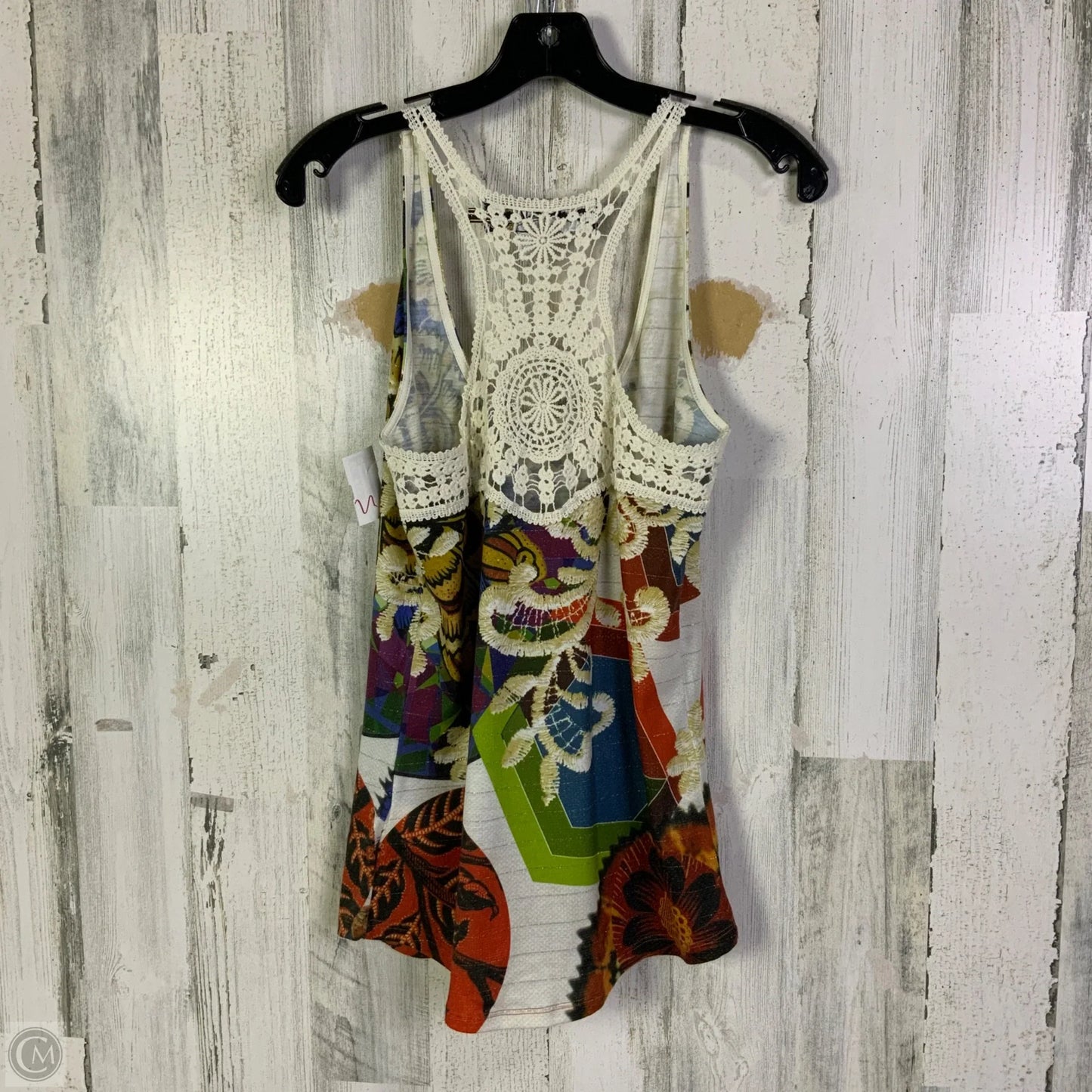 Top Sleeveless By Desigual In Orange & Yellow, Size: L