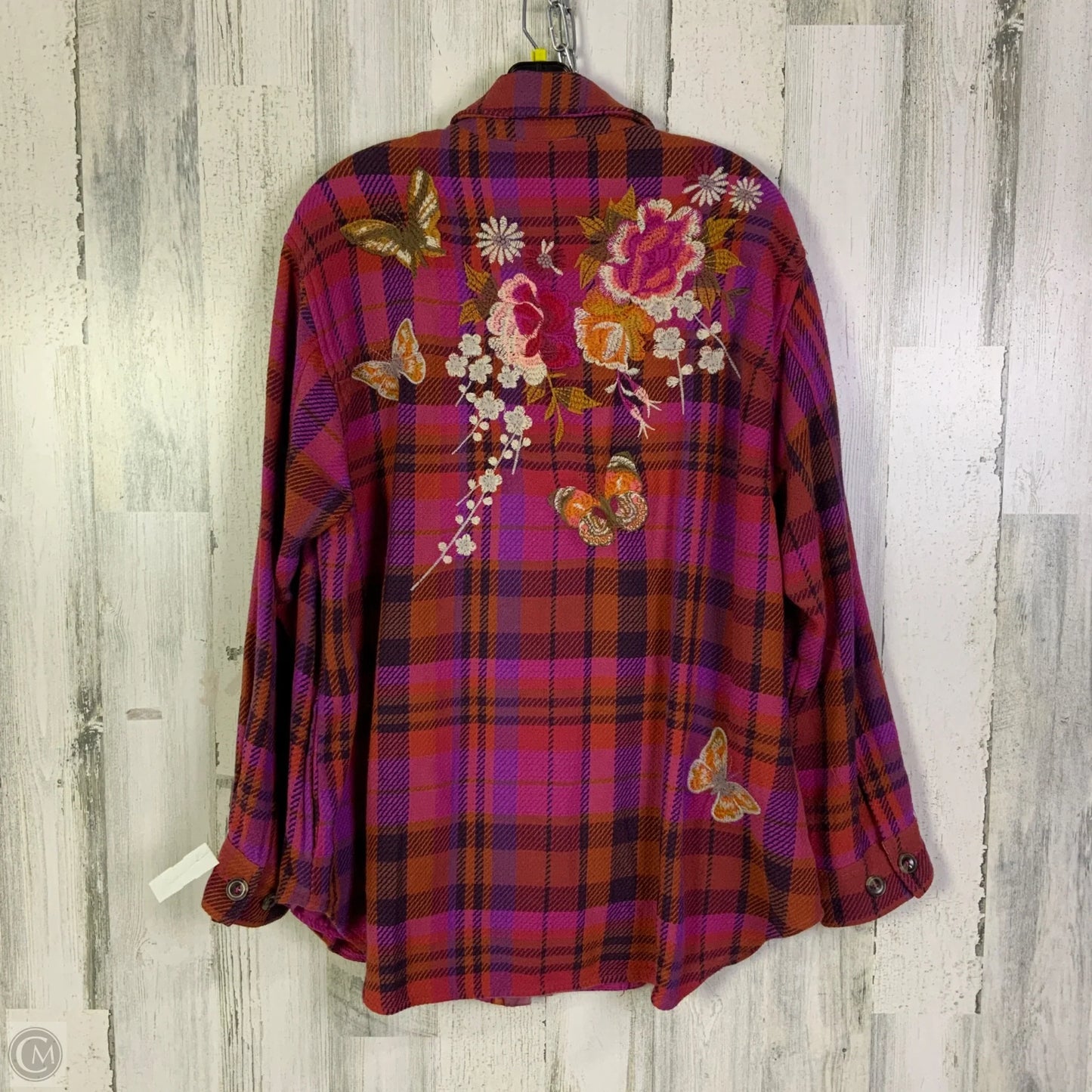 Jacket Shirt By Johnny Was In Orange & Pink, Size: M