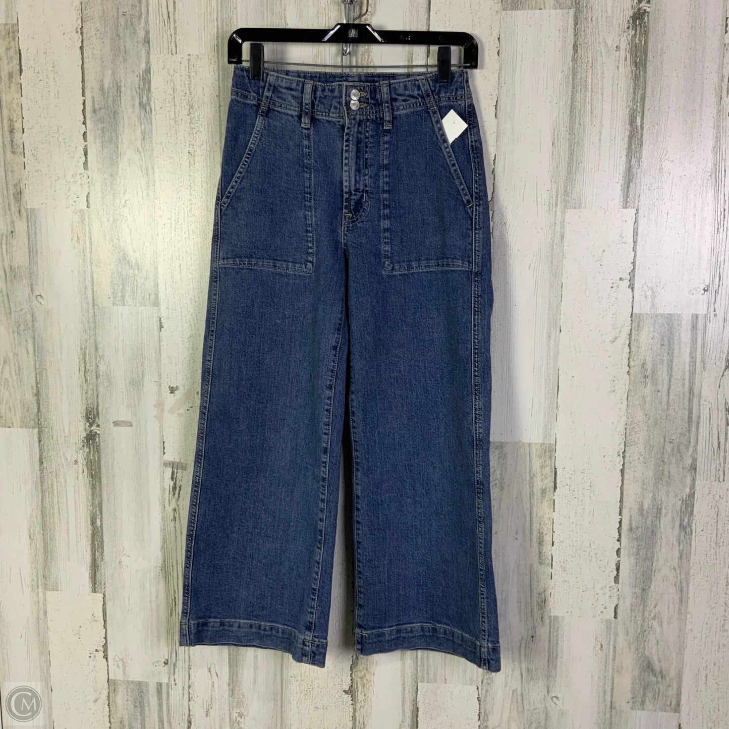 Jeans Wide Leg By Gap In Blue Denim, Size: 0