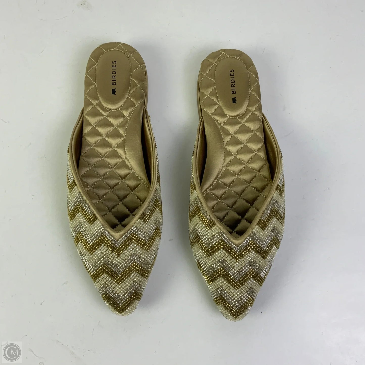 Shoes Flats By Birdies In Gold, Size: 8