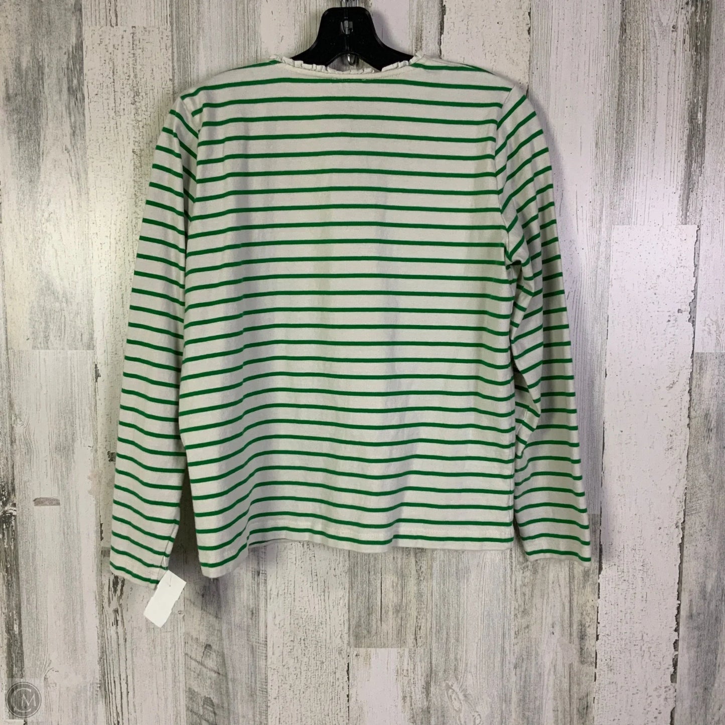 Top Long Sleeve By J. Crew In Cream & Green, Size: M