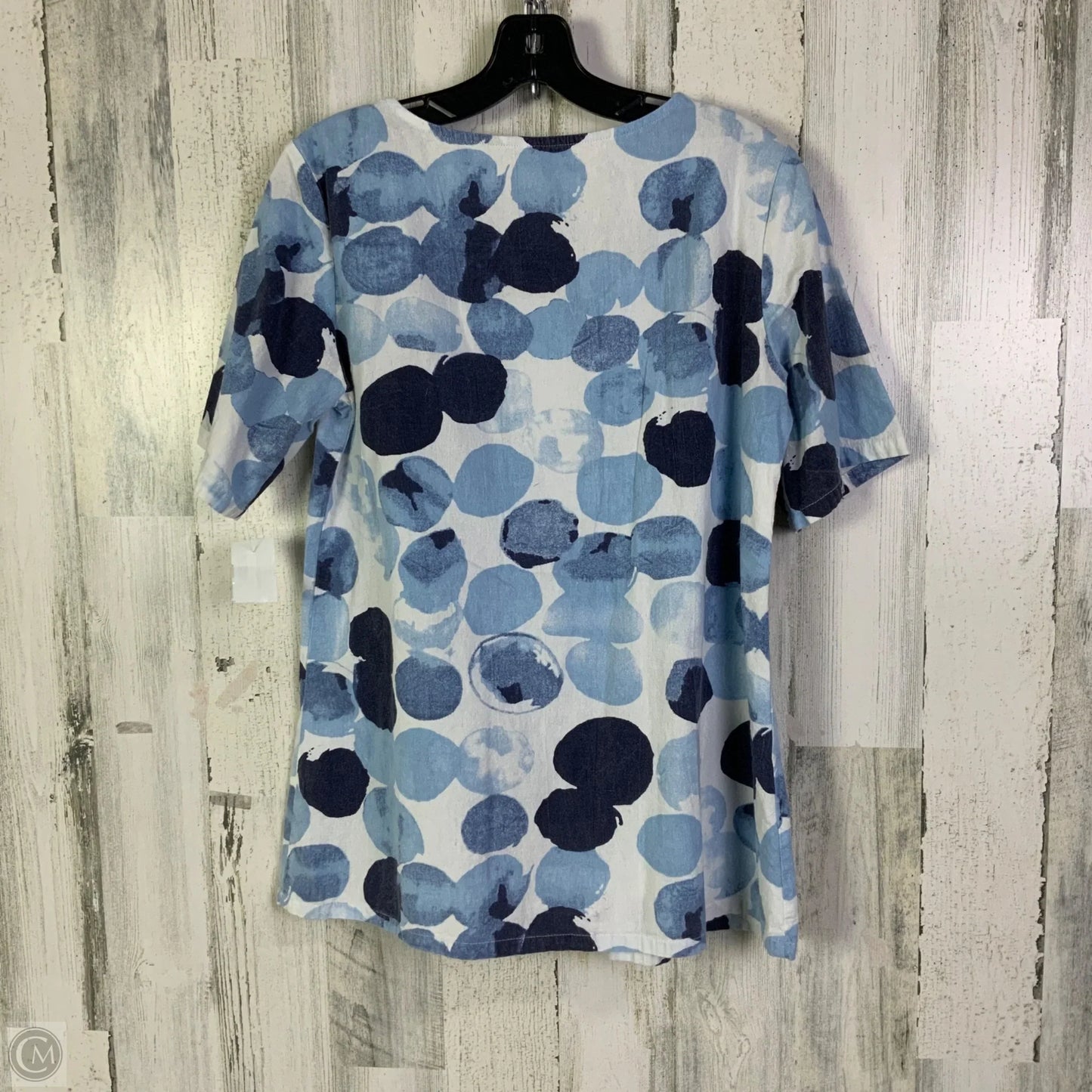 Top Short Sleeve By Cmf In Blue & White, Size: S