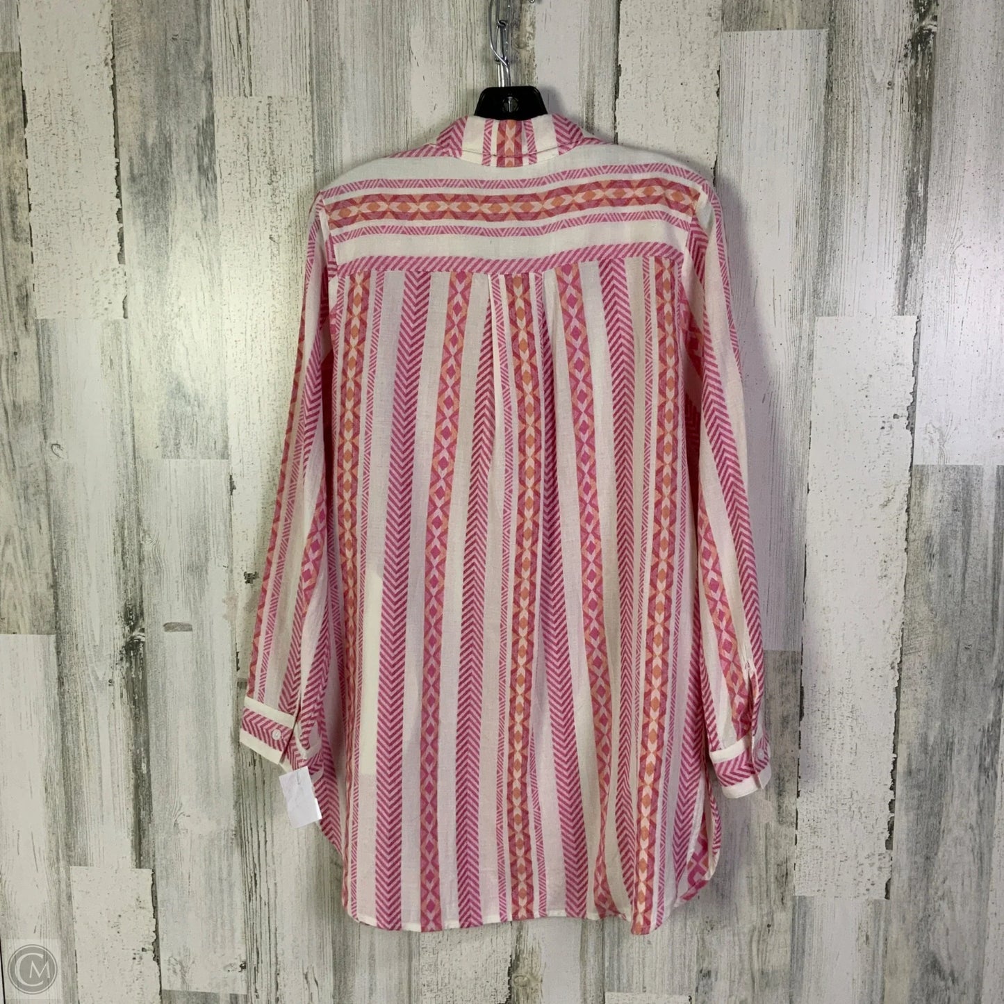 Tunic Long Sleeve By Tommy Bahama In Pink & White, Size: M