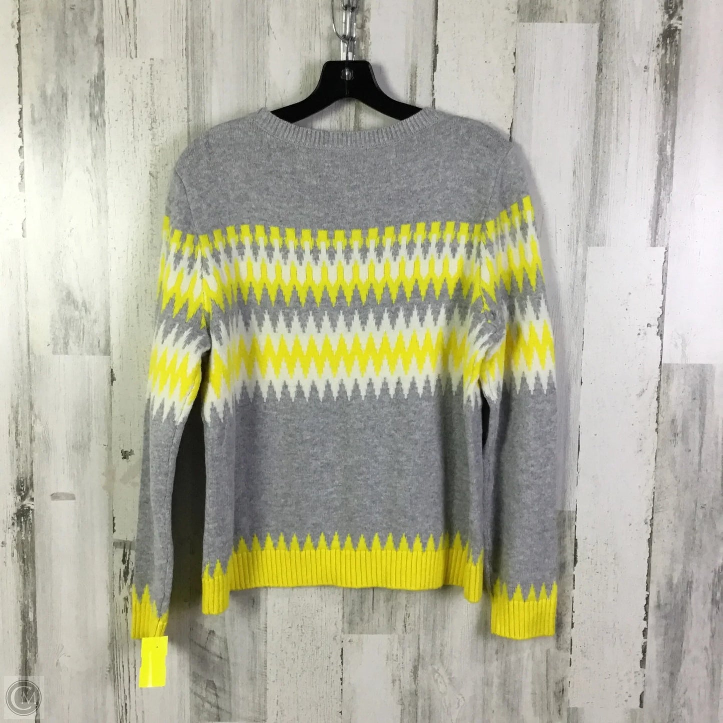 Sweater By Talbots In Grey & Yellow, Size: L