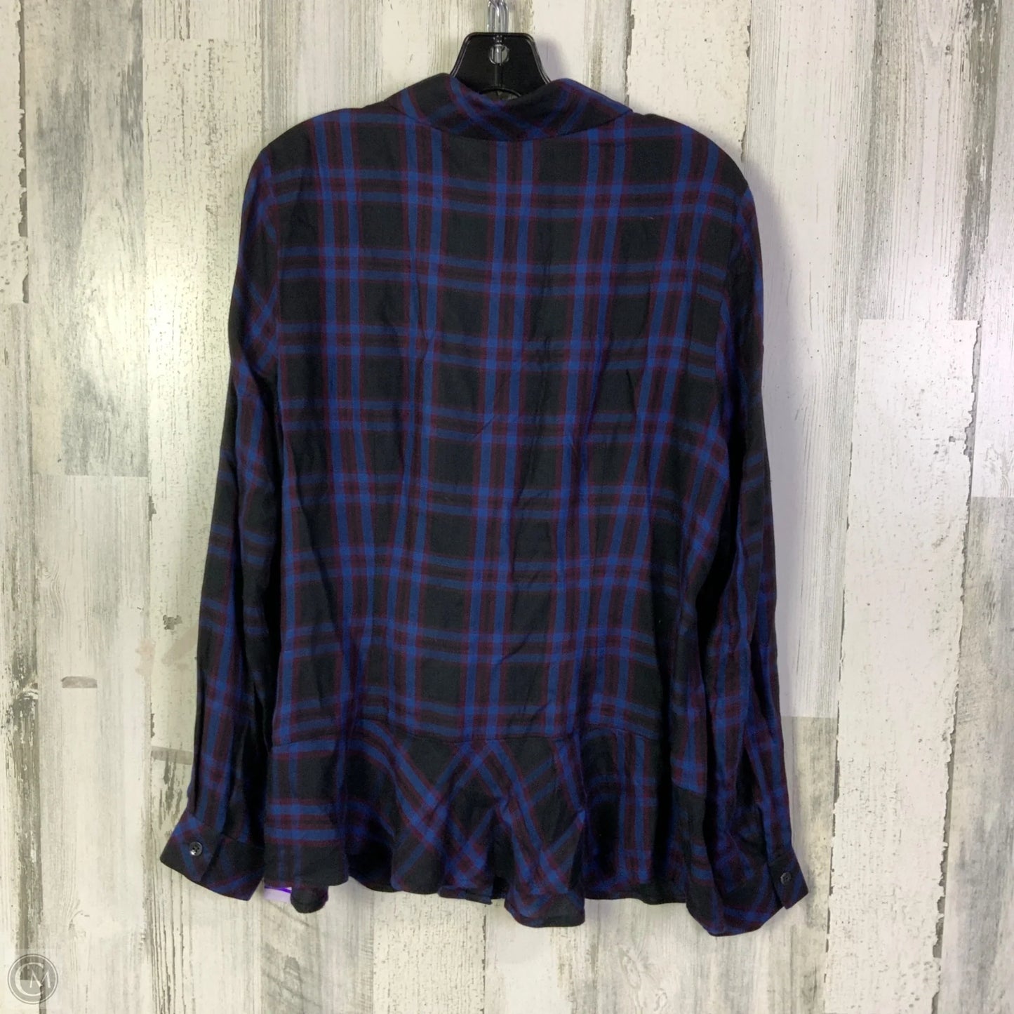 Top Long Sleeve By Cabi In Black & Blue, Size: L