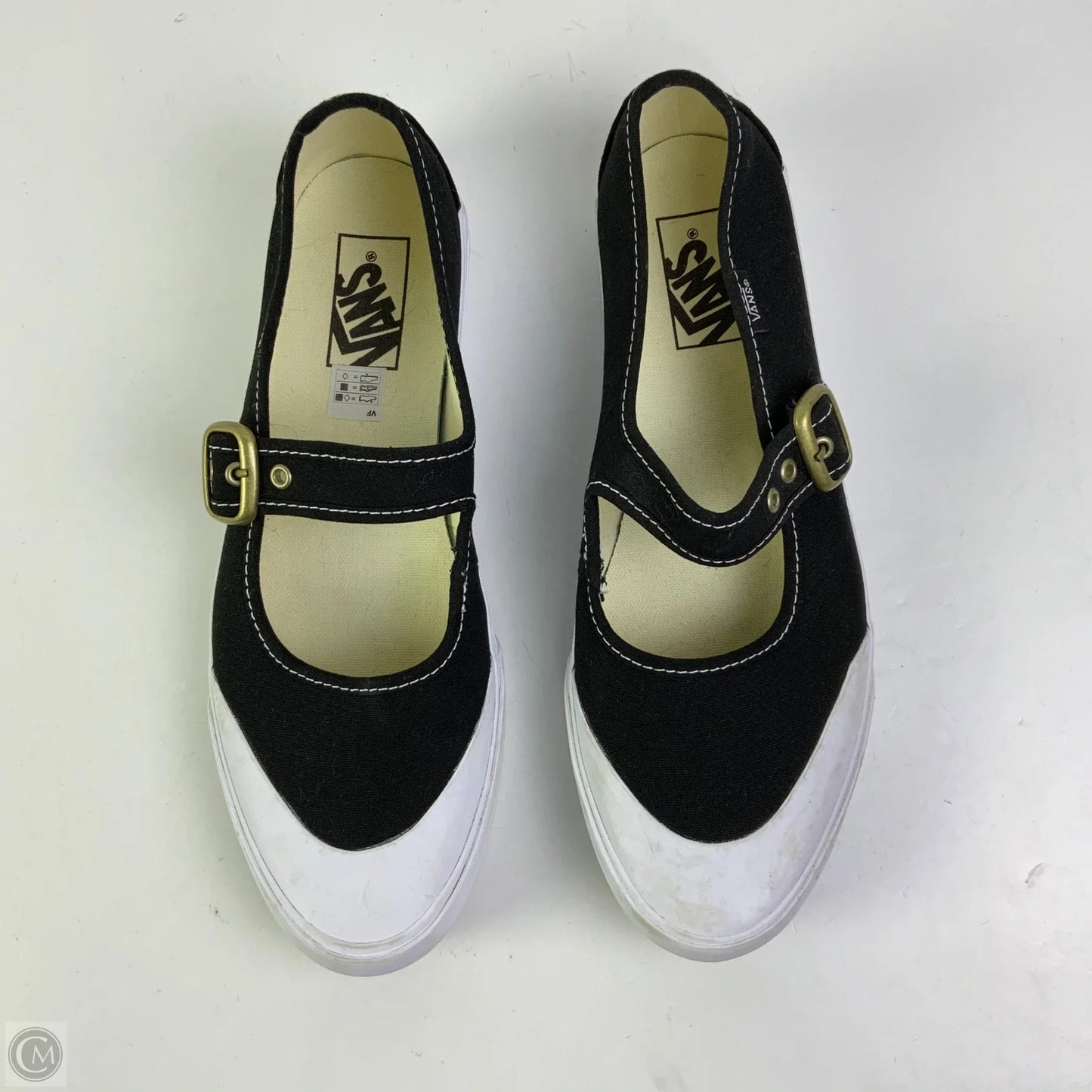 Shoes Flats By Vans In Black & White, Size: 9.5