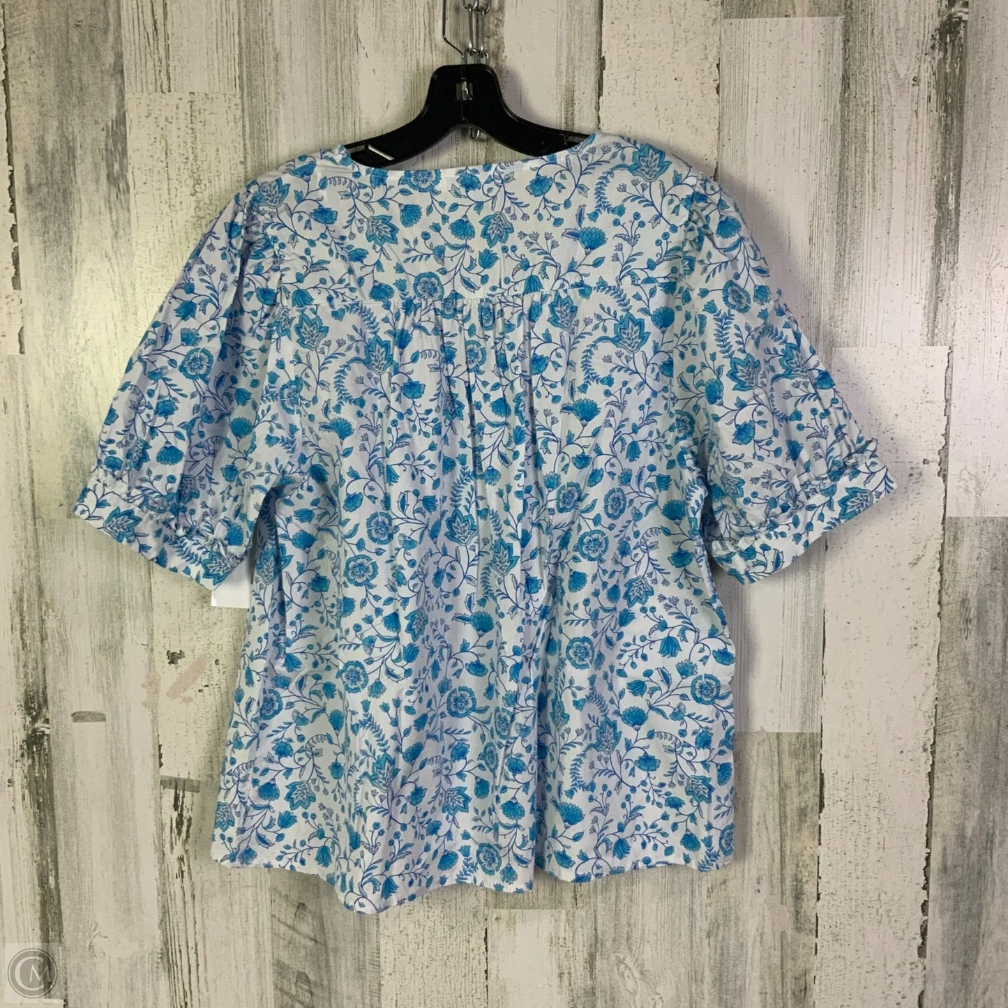 Top Short Sleeve By Draper James In Blue & White, Size: Xl